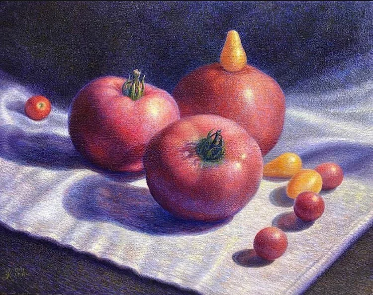 I am very happy to be participating in “Art Ascendant- Creativity Triumphs Over Chaos”
 opening Friday 10-23-20 at Cincinnati Art Galleries www.cincyart.com
 “Sam’s Tomatoes” will be on display along with several new pie