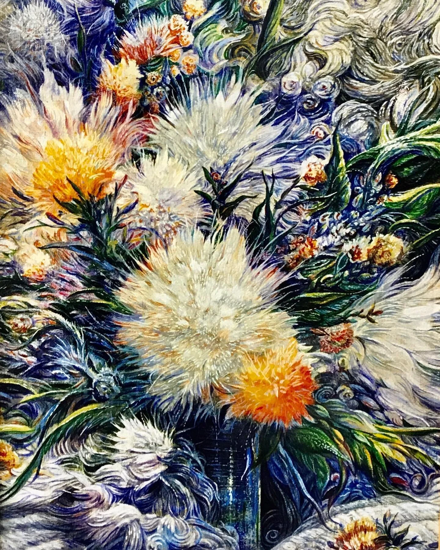 “Fireworks” by Keith Klein 11x14oil on canvas#floralart#stilllife#fantasyfloral#softflowers#fineart#finepainting#originalart#oilpainting#hybrid#artoninstagram#instaart#whiteflowers#puffs#painting#cincinnatiartgalleries#kentuckyartist#livi