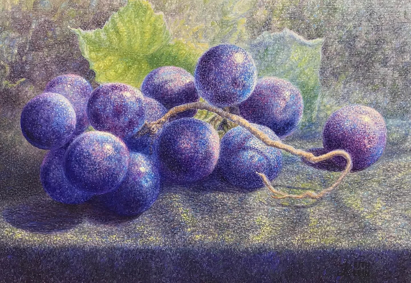 “Grapeful”by Keith Klein 4x6 oil on panel#oilpainting#representationalpainting#realism#realismart#fruitart#grapes#cincinnatiartgalleries#stilllife#stilllifeart#simplicity#artoninstagram#instaart#kitchenart#foodart#kentuckyartist#livingart