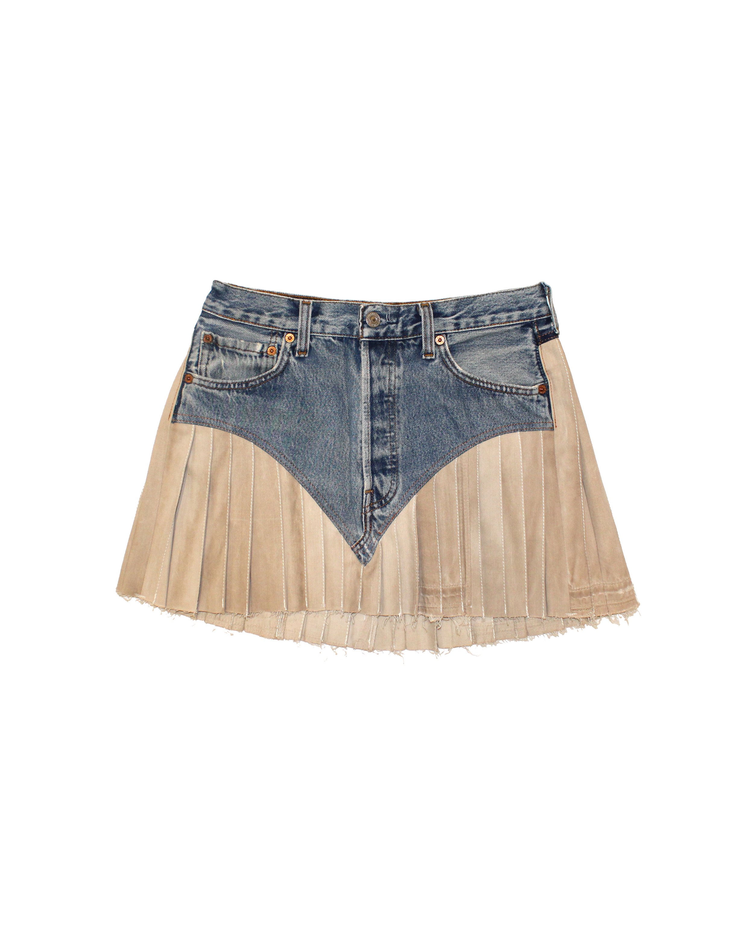 Flore De Sermet – Upcycled Pleated Mini Skirt, Khaki