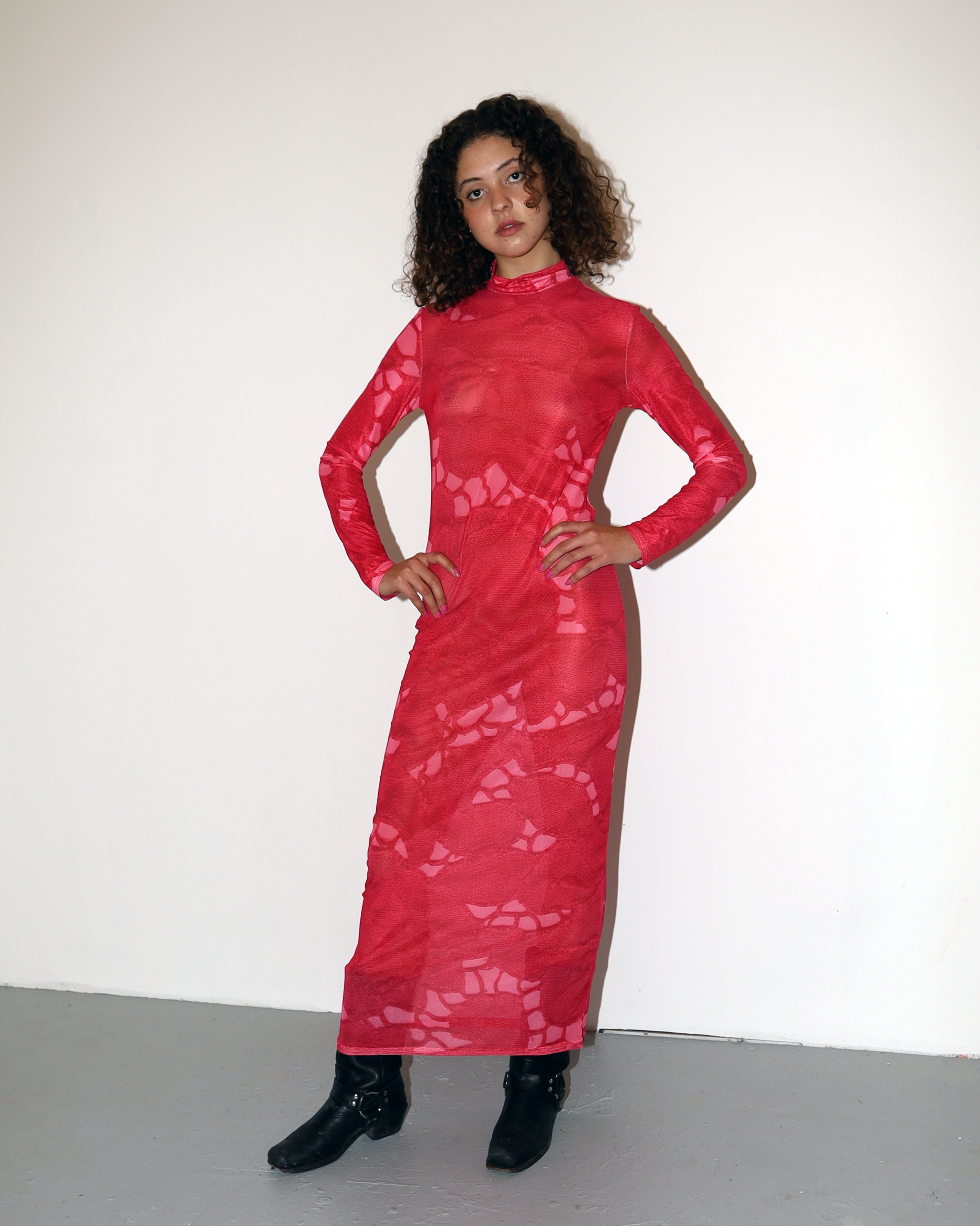 Constanca Entrudo – Madeira Embroidery Long Printed Mesh Dress