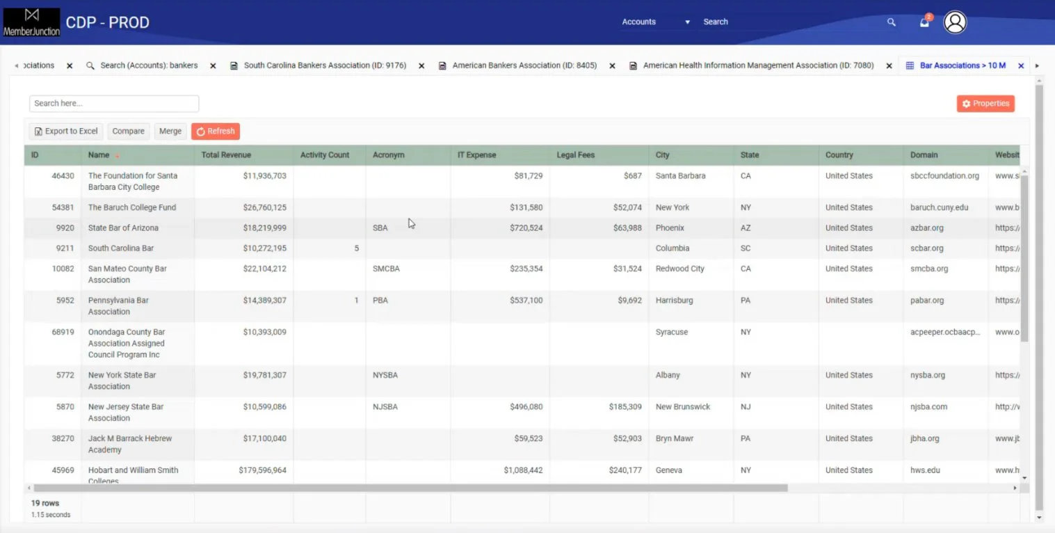 Screenshots of previous layouts