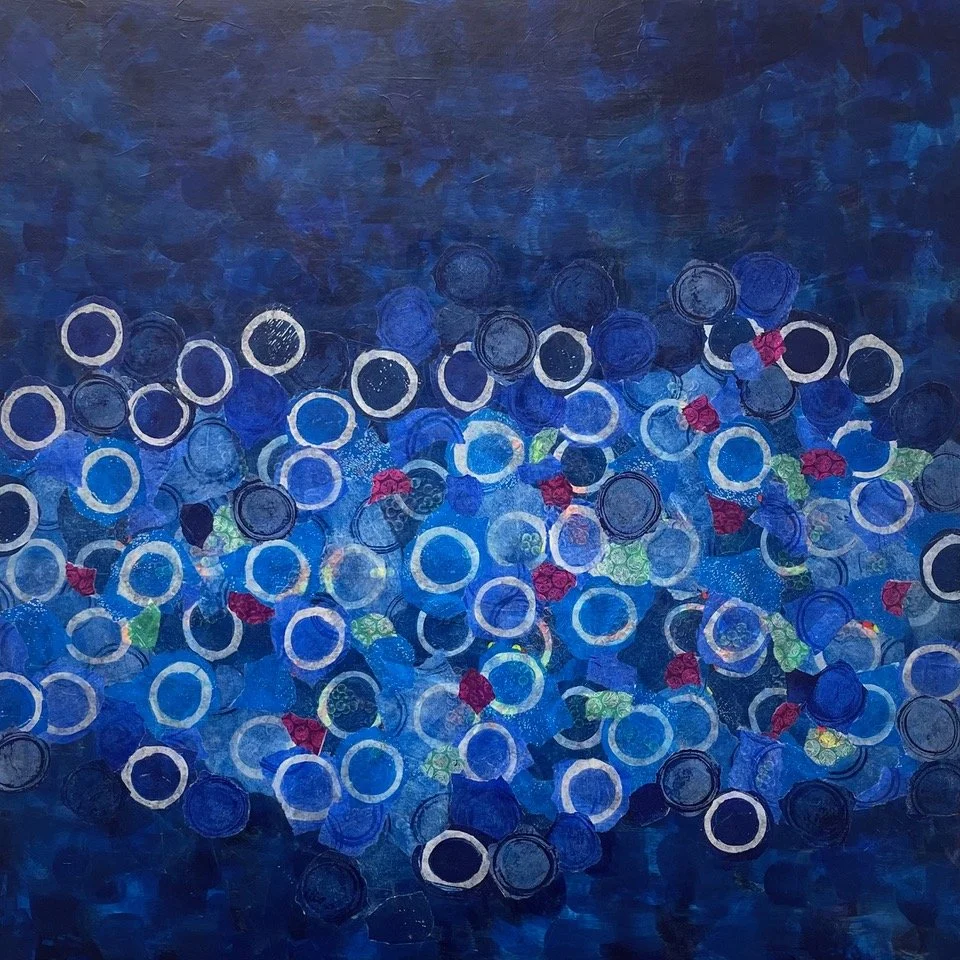 Effervescent • Acrylic and Paper on Wood •
24" x 24" x1.5" •
$1,800