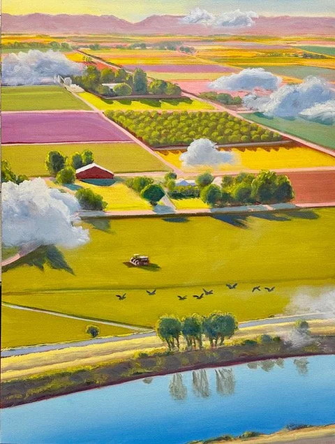 Land o' Plenty
Mixed media –oil and acrylic on giclee canvas print, 2025, 27x36, $1800  SOLD
