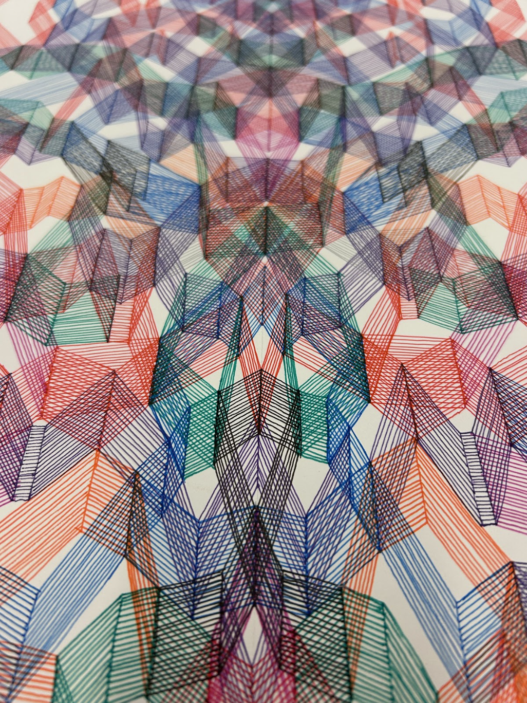Rainbow Road (detail), gel pens on paper, 22" x 30" 2025