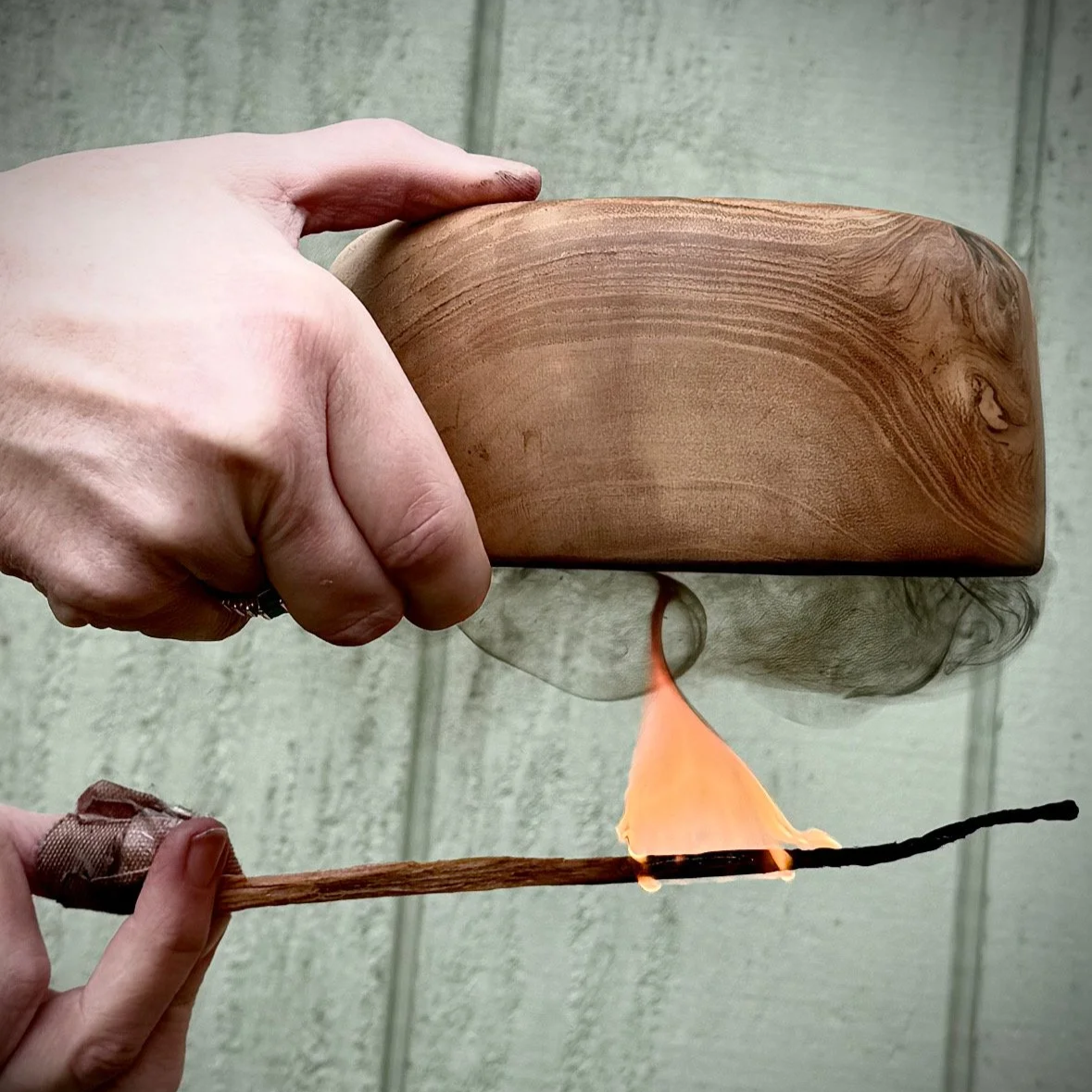 smoke rising into bowl