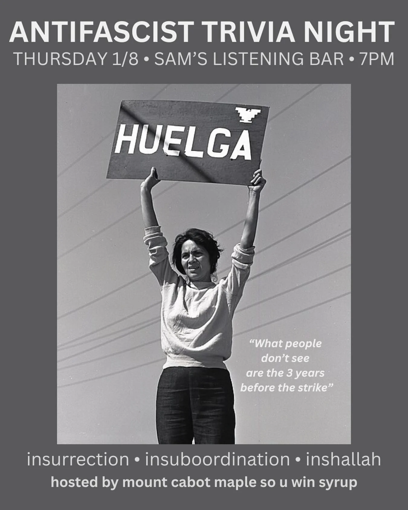 SEE YOU THURSDAY IN ST. J for an Antifascist Trivia Reboot / version five / insurrection edition. Come for the mixology @samslisteningbar and stay because the real antifascism is the friends we make along the way.