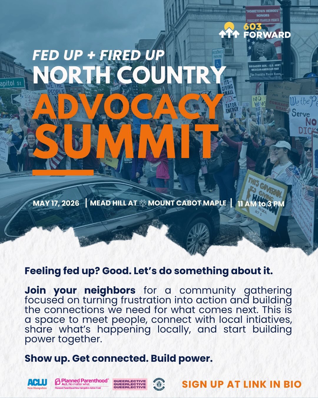 See you Sunday 11-3! Come for the free espresso and puppy snuggles, stay for the rejuvenating community time and easy political organizing tricks or maybe just enjoy the view from the greenhouse @meadhillatmountcabot @603forward