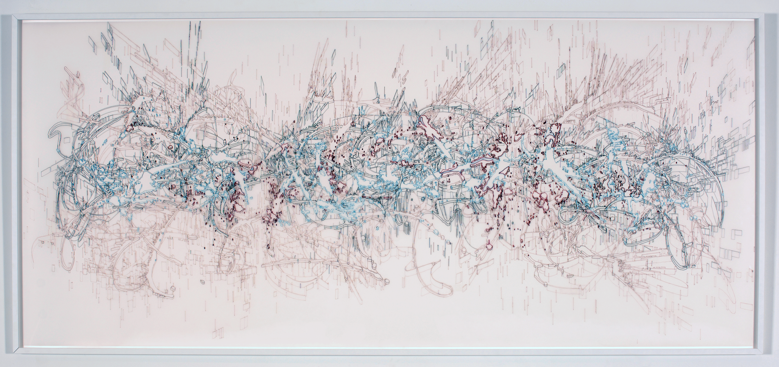 BENEATH JAMES CENTRAL TOWER, ink on Mylar, 96" x 42" (2008)