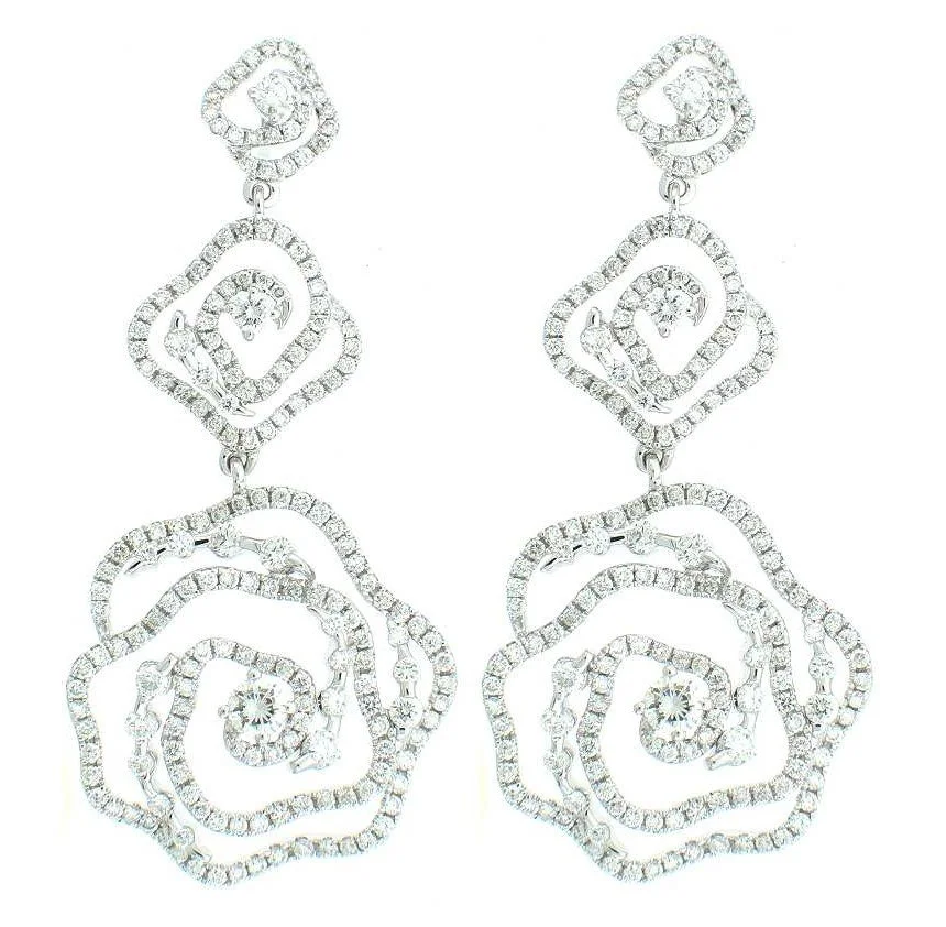 18K White Gold/ Rhodium Flower Earrings