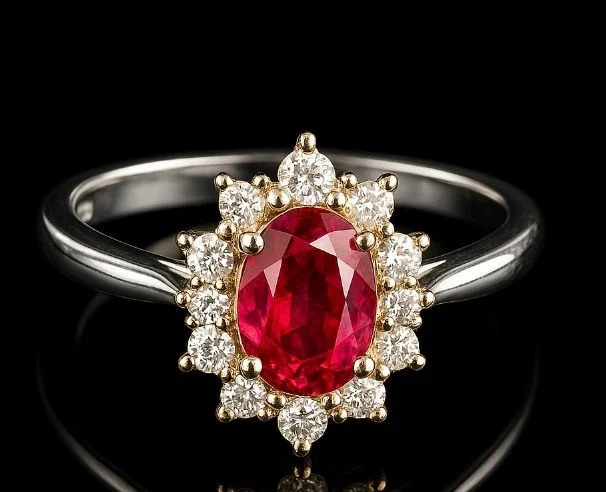 1.04 Carat Ruby and Diamond Ring in 18K White Gold