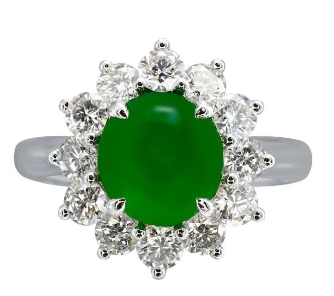 18K White Gold Jade Ring