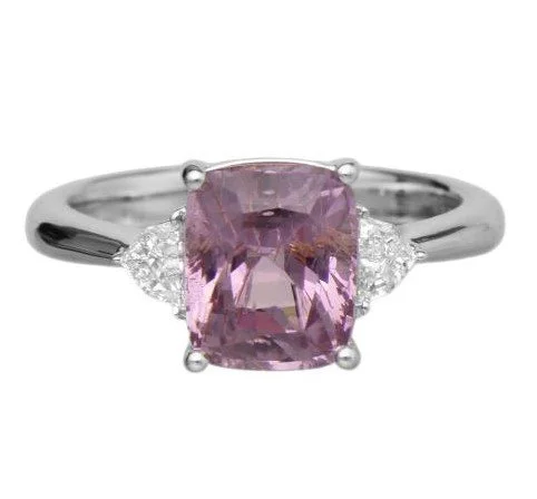 18K White Gold Pink Sapphire Ring with Diamonds