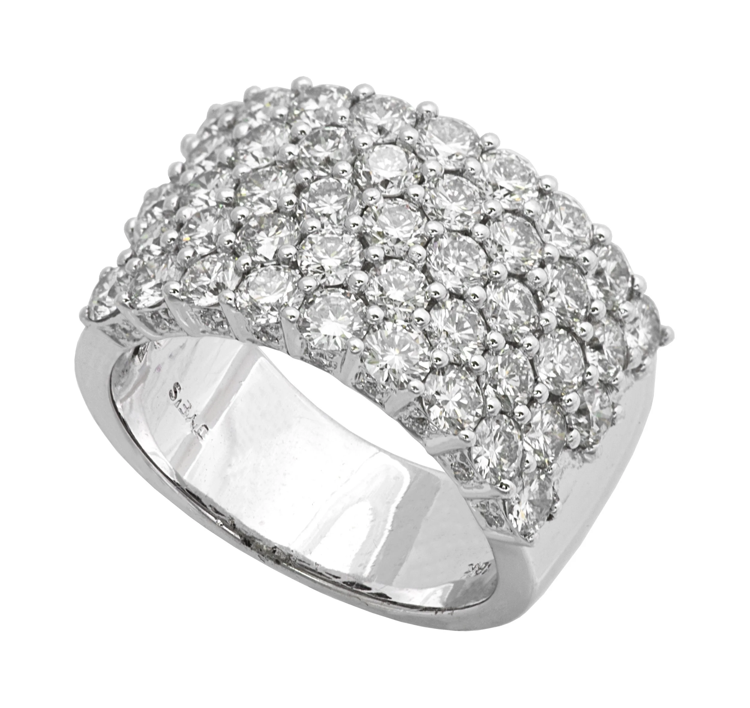 3.73 Carat Pavé Diamond Five-Row Band Ring in 18K White Gold