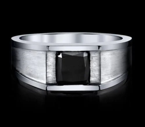 2.45 Carat Fancy Black Diamond Men’s Ring in 18K White Gold