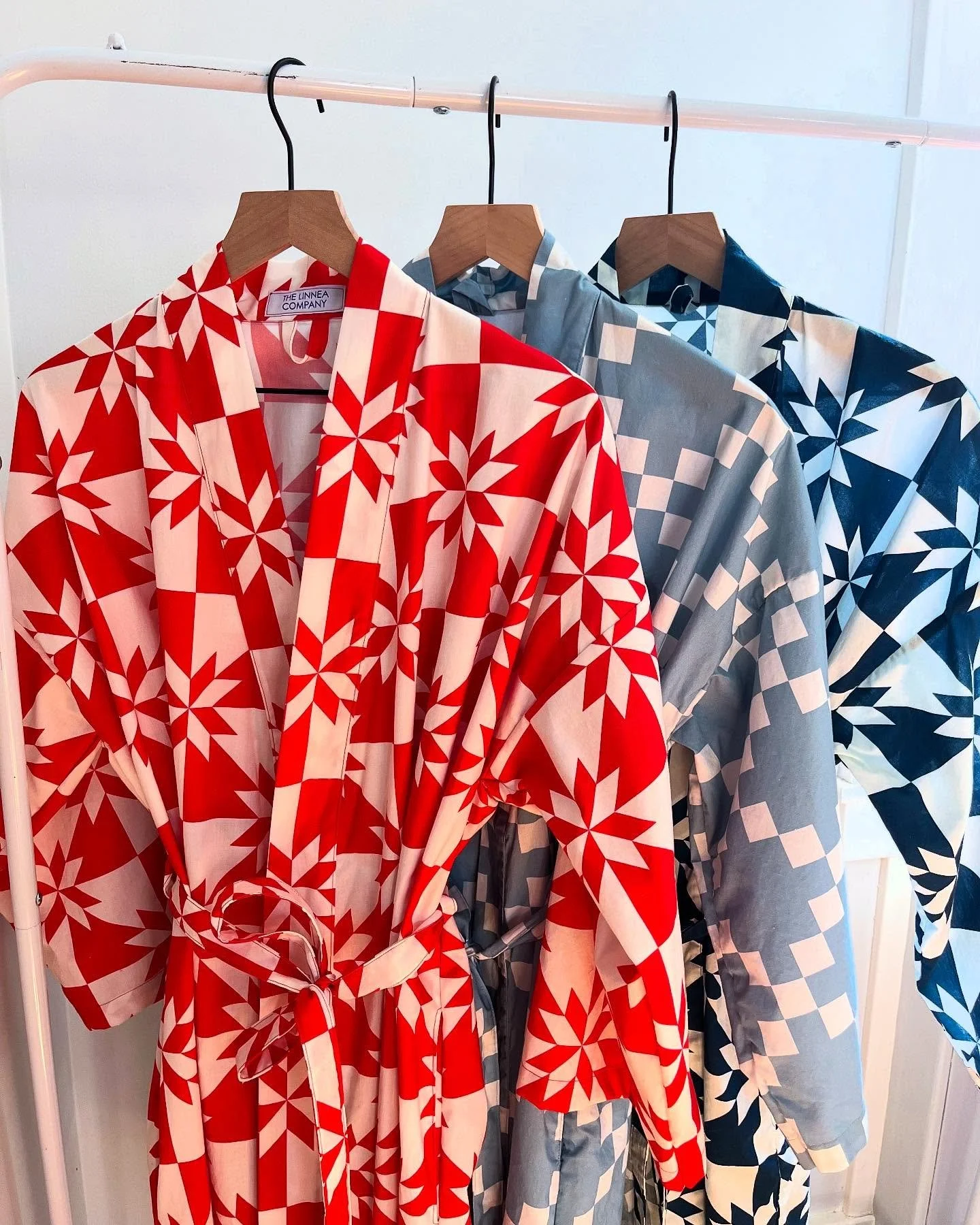 ✨just added to the site- new heirloom quilt inspired patterned cotton robes