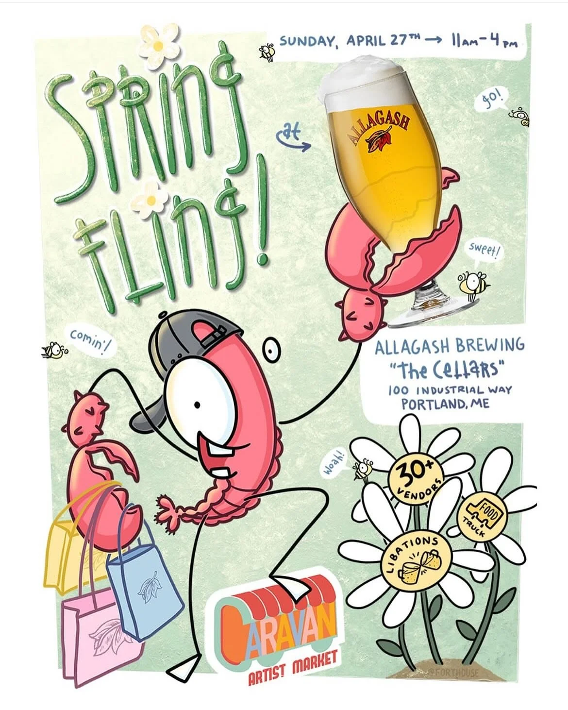 ✨come say hi at the @caravan_artistmarket SPRING FLING tomorrow, Sunday 4/27 @allagashbrewing @allagashcellars. We&rsquo;re booth #2 on the map. We will be there 11-4pm (thrilled to be sharing this market with one of my kiddos!!) so please come by, s