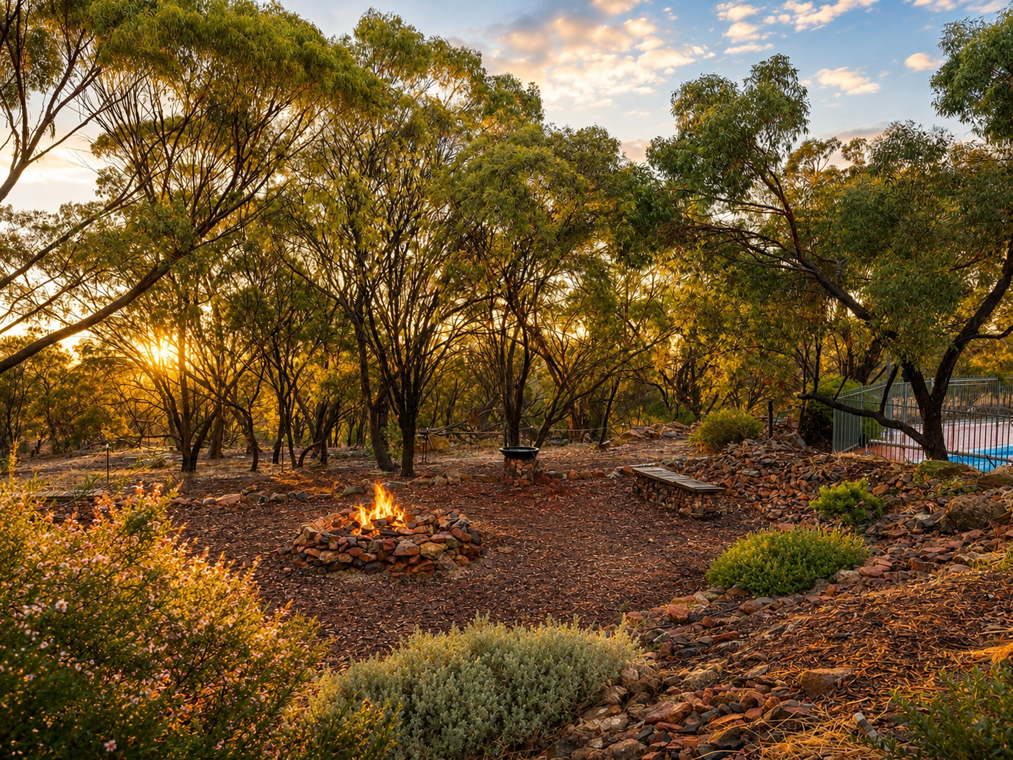 Country outlook from the verandah outside the Country King and Queen Rooms at Pecan Hill