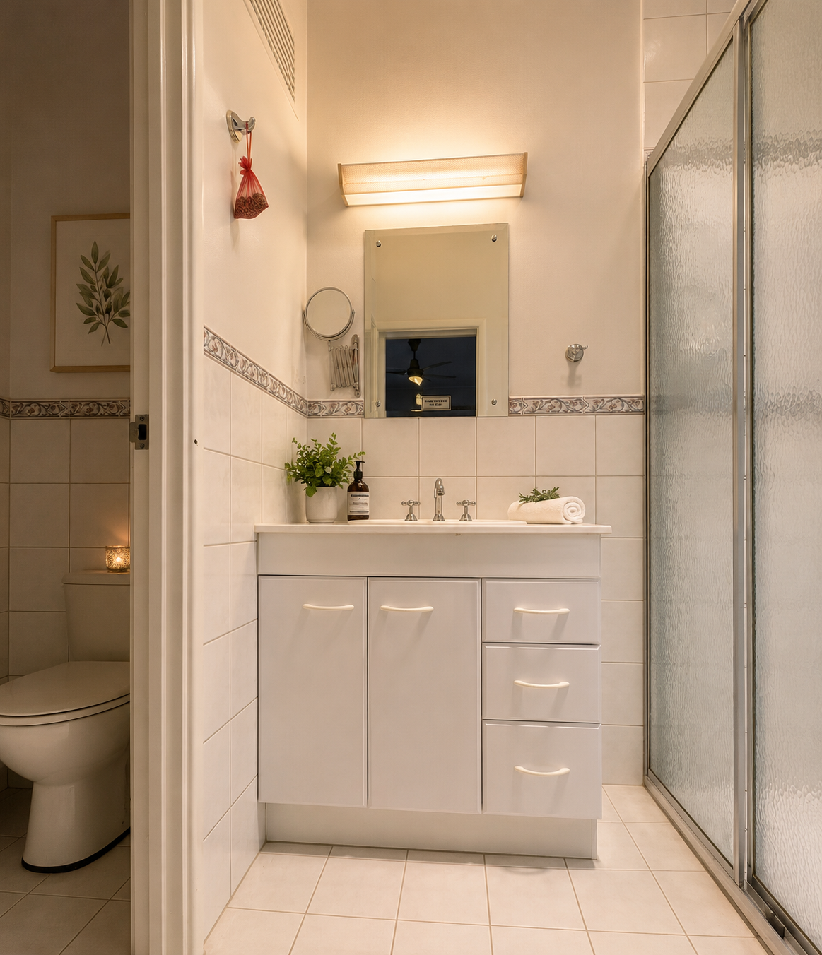 Private ensuite in the Country Queen Room at Pecan Hill