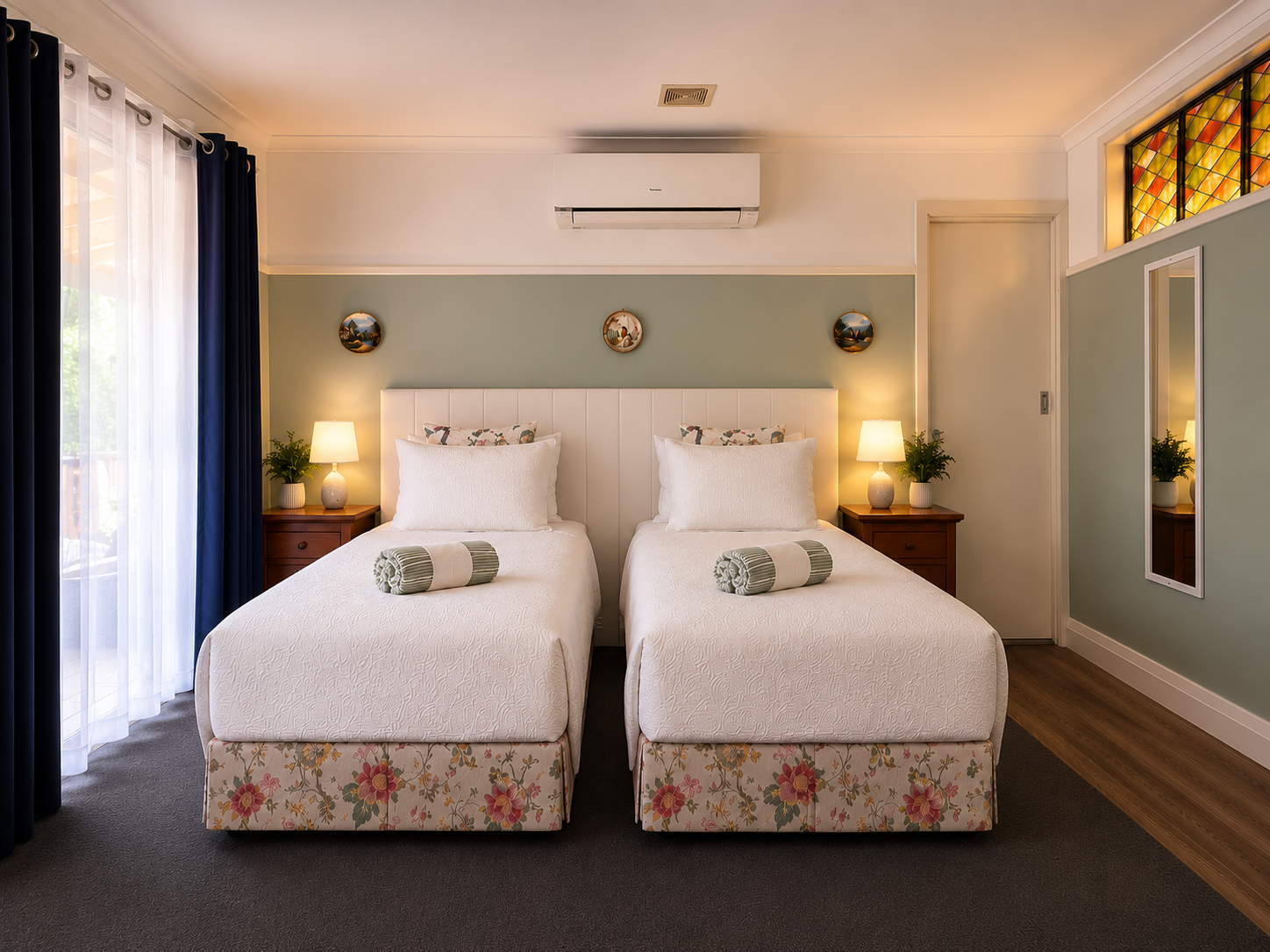Orchard King Studio arranged as twin beds at Pecan Hill