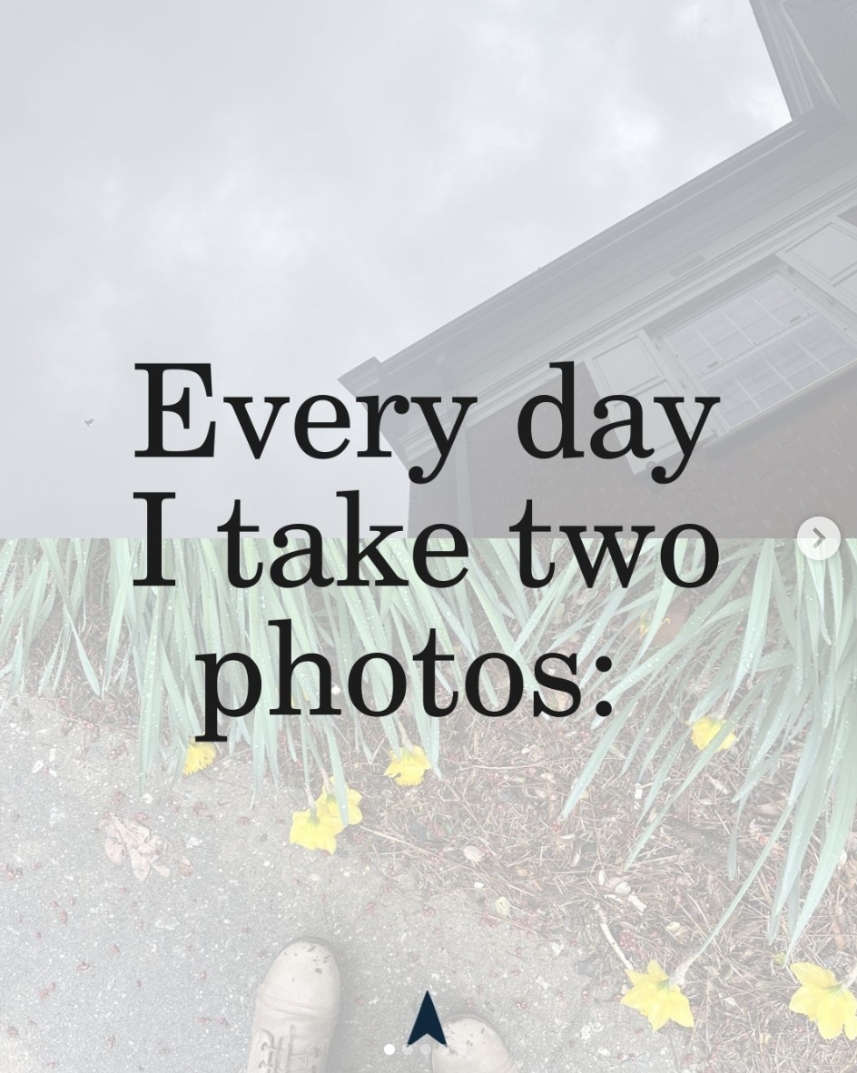 Caption: Over time, this small daily movement helps me to acknowledge that no matter what is happening within me or around me, there is still creation below and above, ever changing but also consistent, responding to the elements but also remaining p