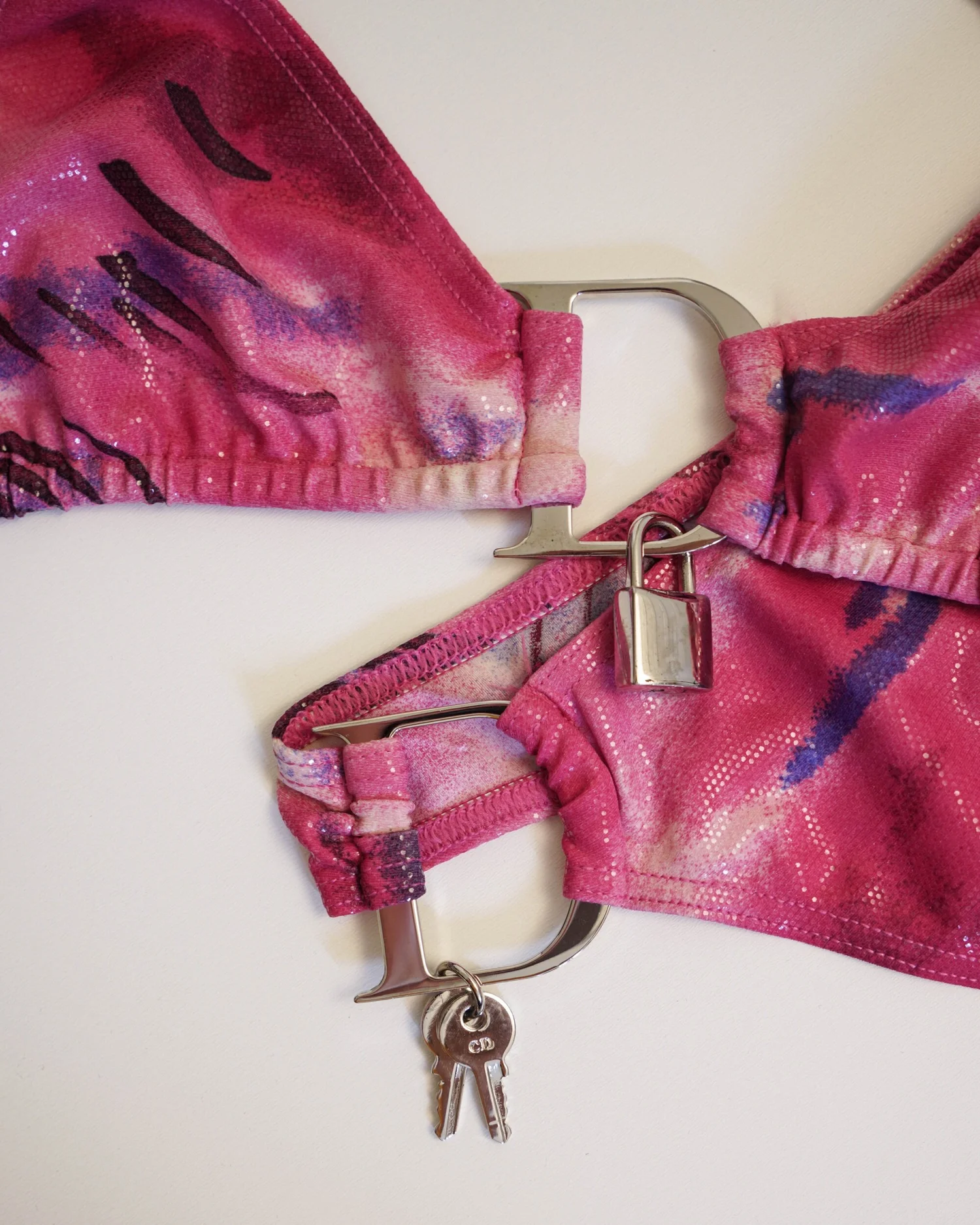 Christian Dior Pink Lock and Key Two-Piece Swimsuit — God of Cloth