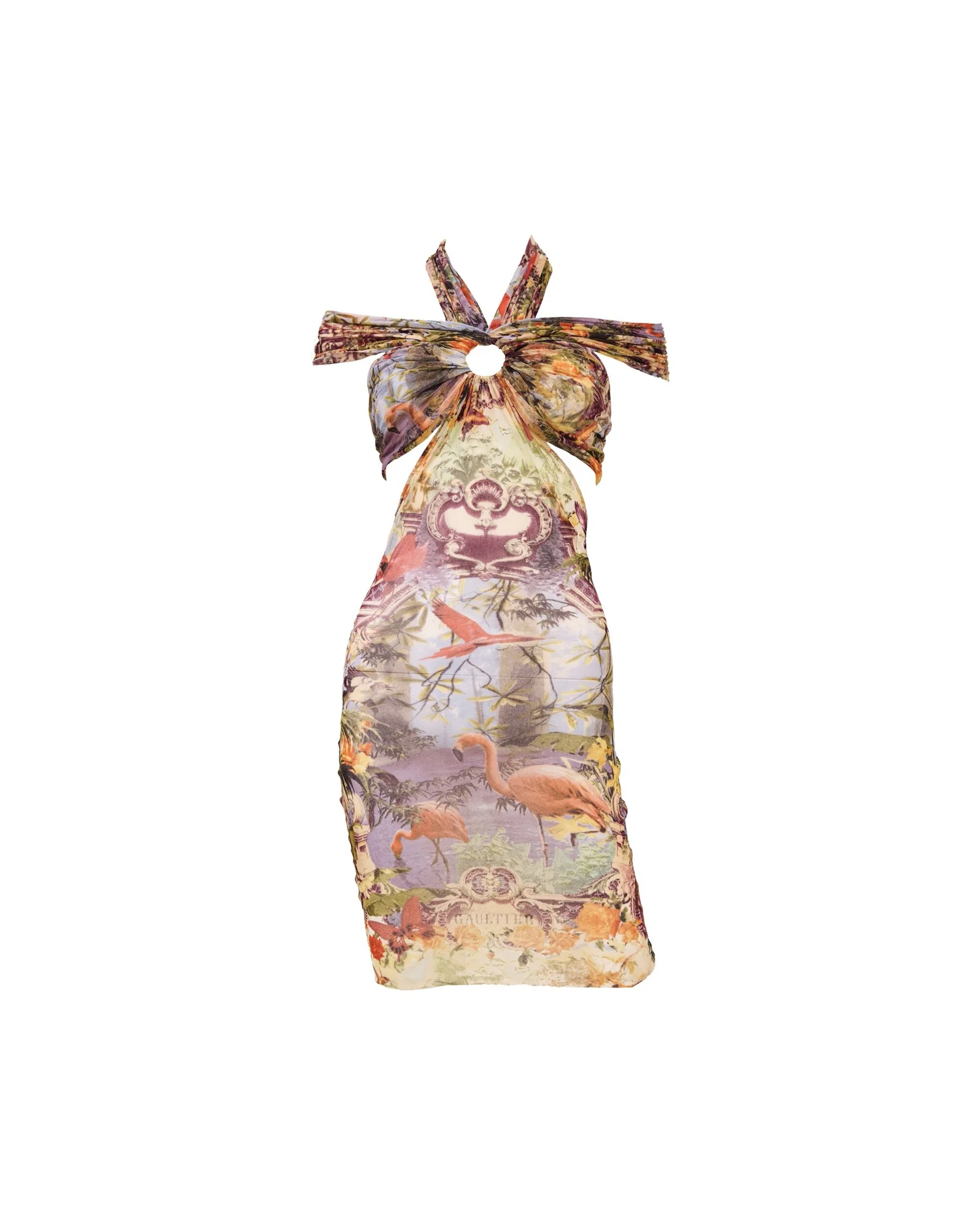 Jean Paul Gaultier Soleil Flamingo Cutout Mesh Dress — God of Cloth 
