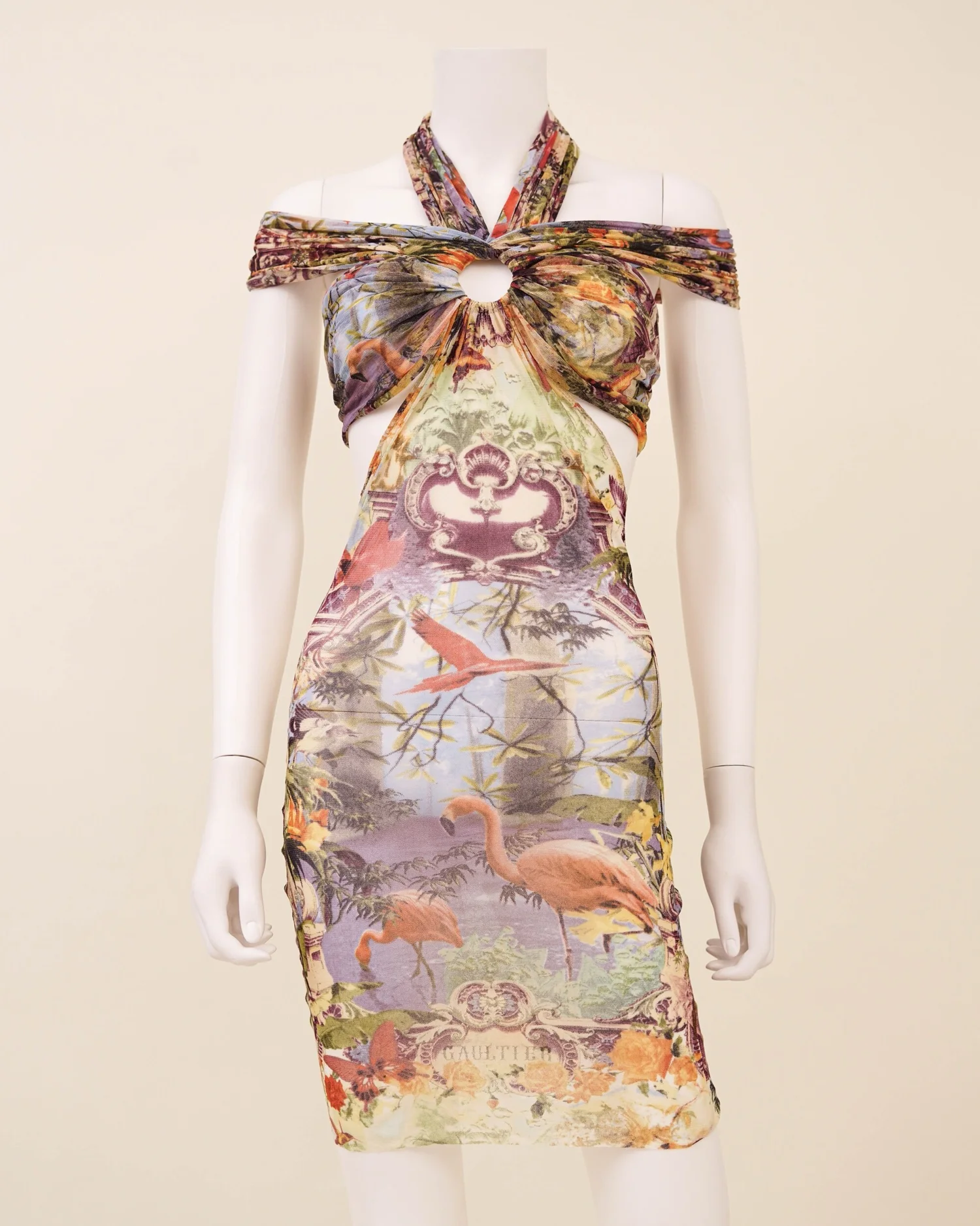Jean Paul Gaultier Soleil Flamingo Cutout Mesh Dress — God of Cloth 
