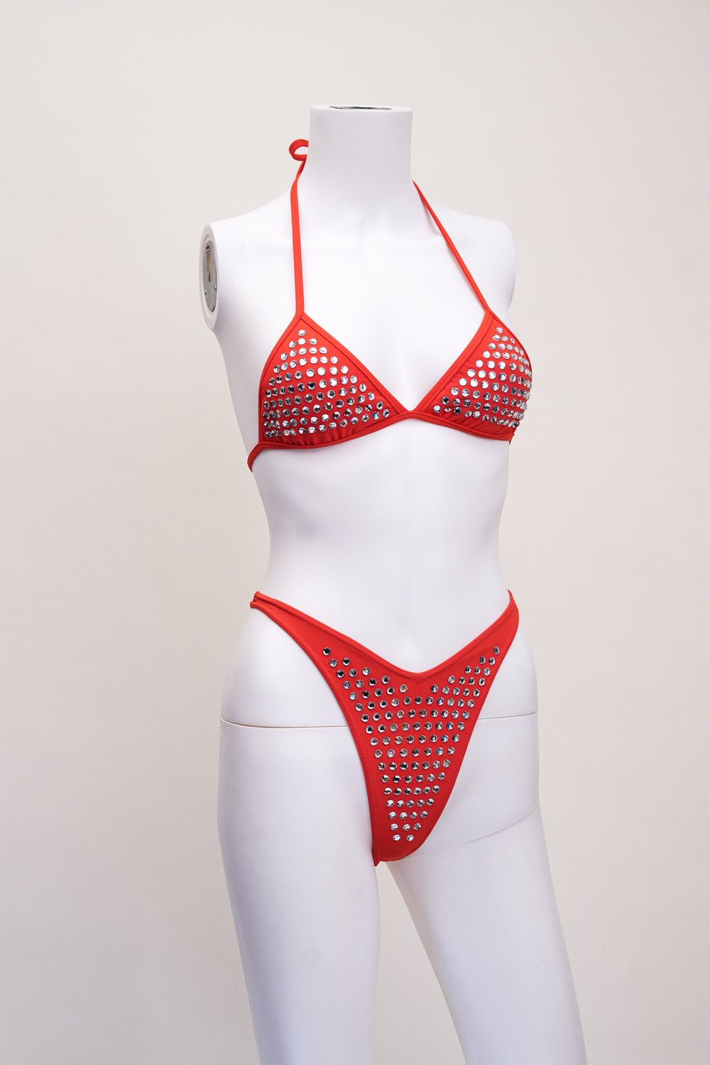 Chanel Rhinestone Two-Piece Red Bikini Swimsuit — God of Cloth