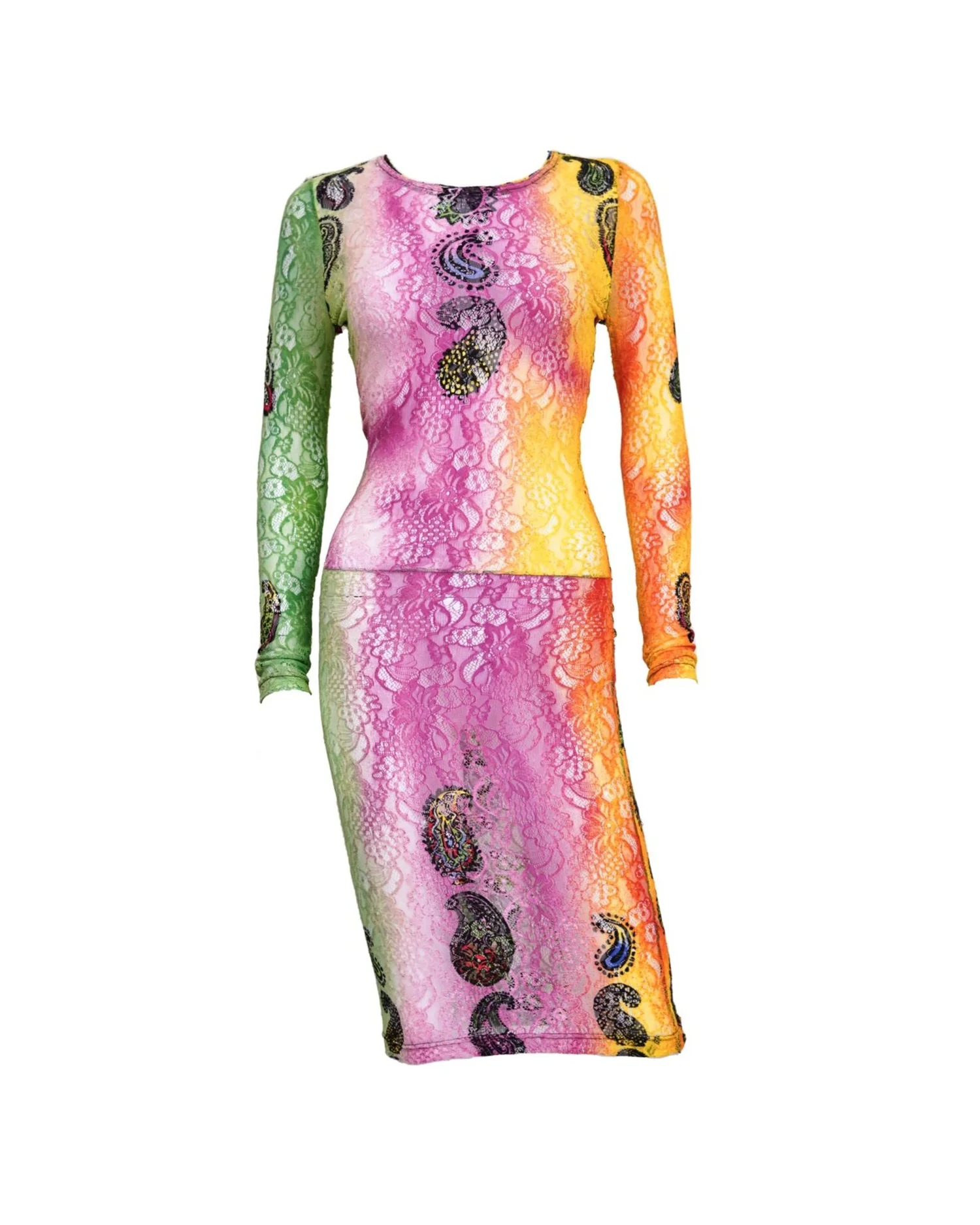 Gianni Versace Tie Dye Lace Knee-Length Dress  God of Cloth