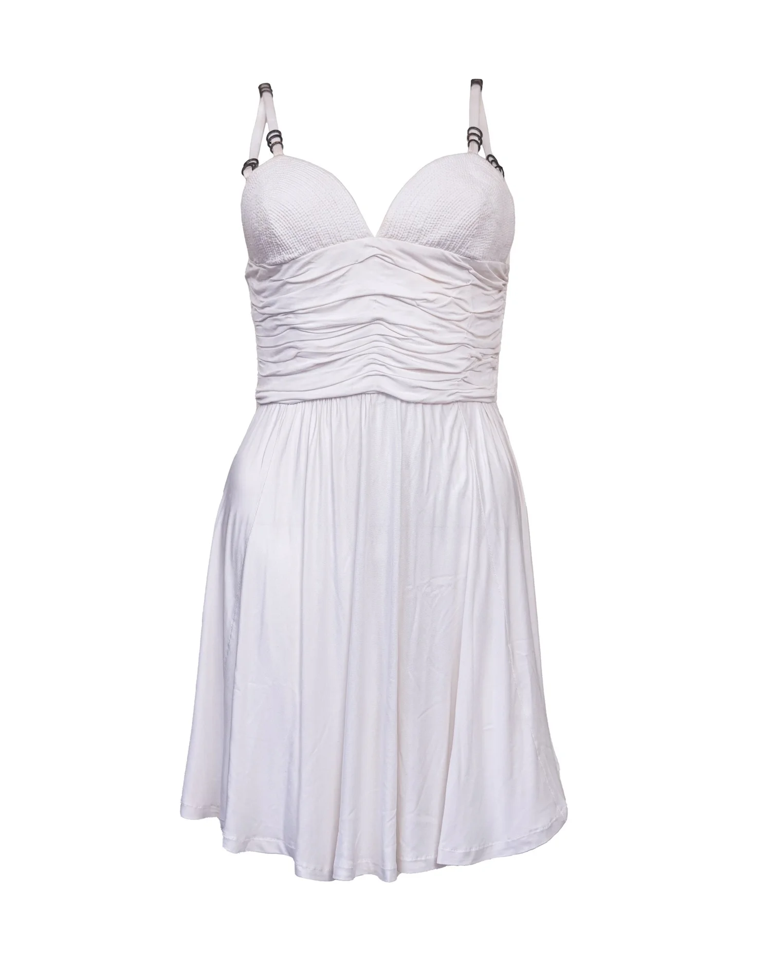 Gianni Versace Runway Greek Ring Ruched Flare White Mini Dress  God of  Cloth