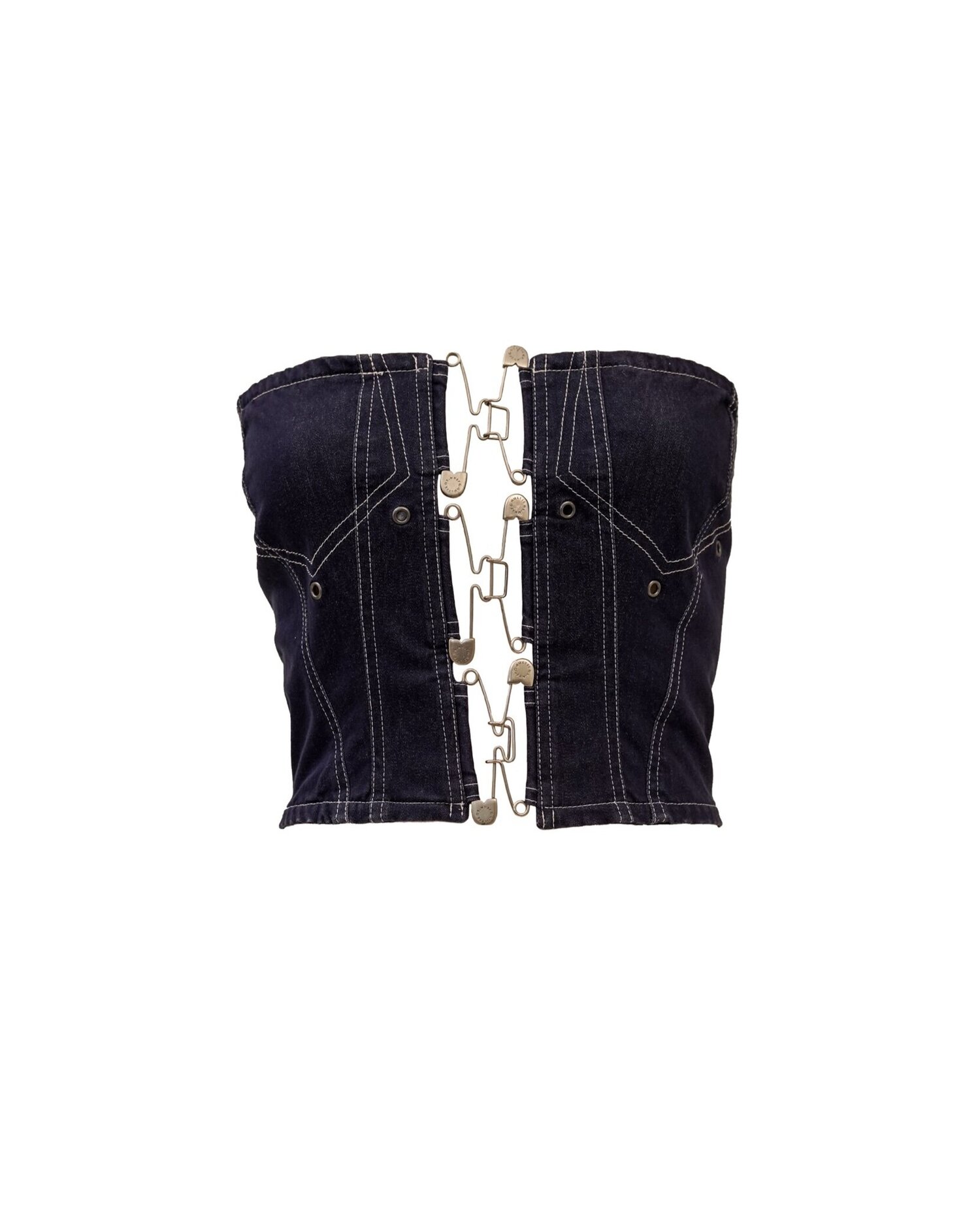 Jean Paul Gaultier Denim Safety Pin Bustier — God of Cloth