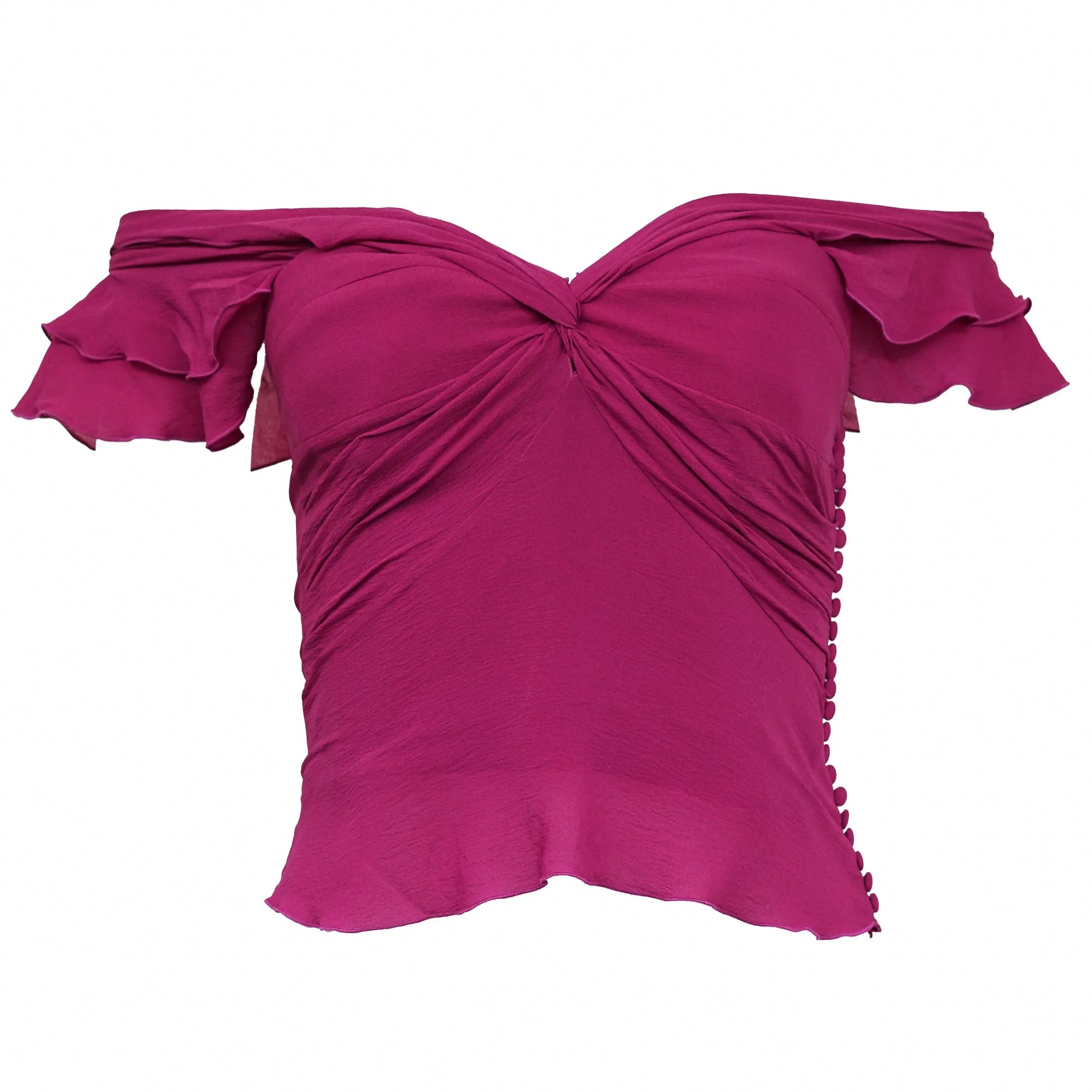 Christian Dior Magenta Silk Corseted Blouse