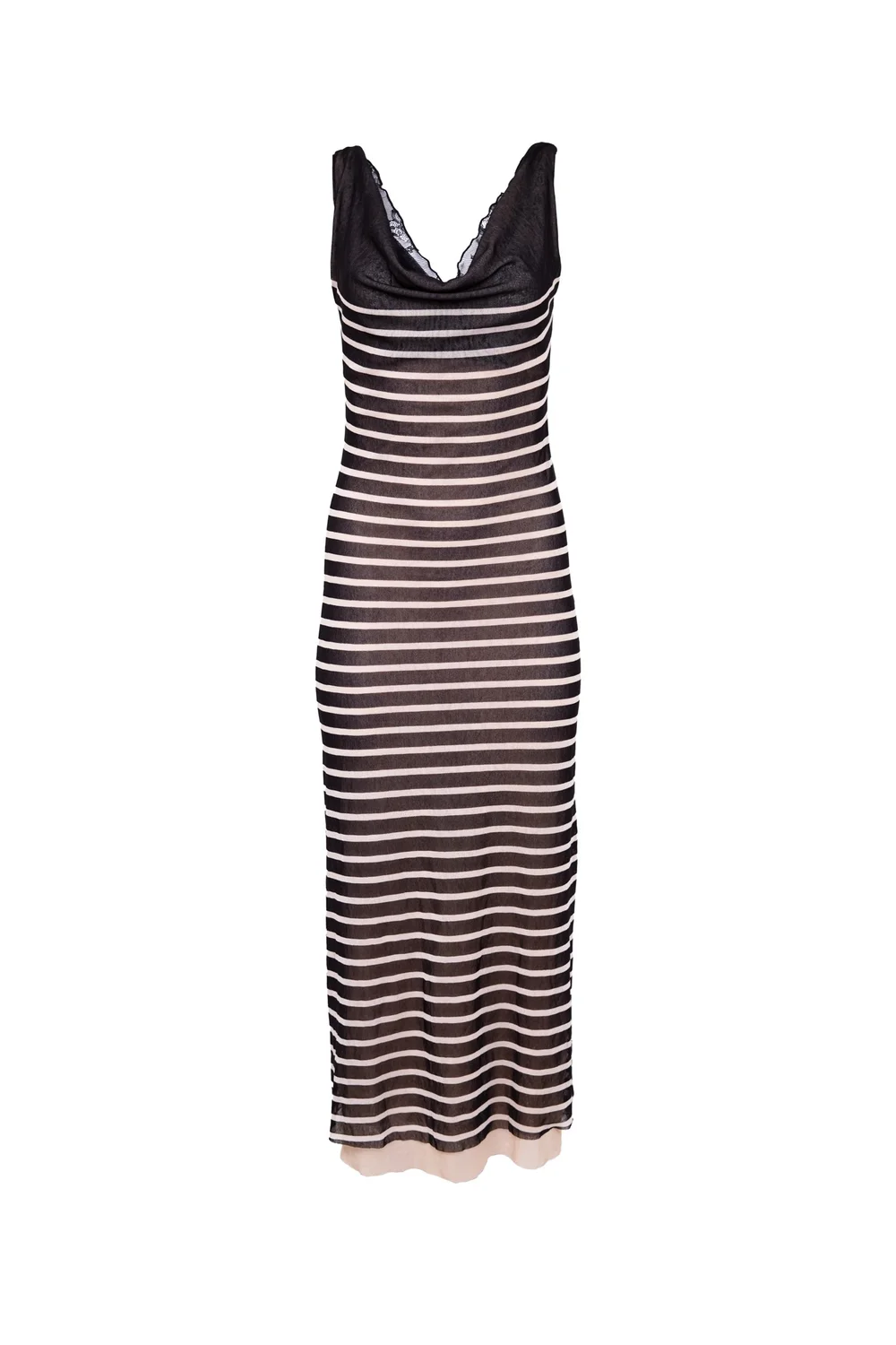knee length dresses for ladies 1990s Jean Paul Gaultier Eye of Horus Striped Jersey Dress
