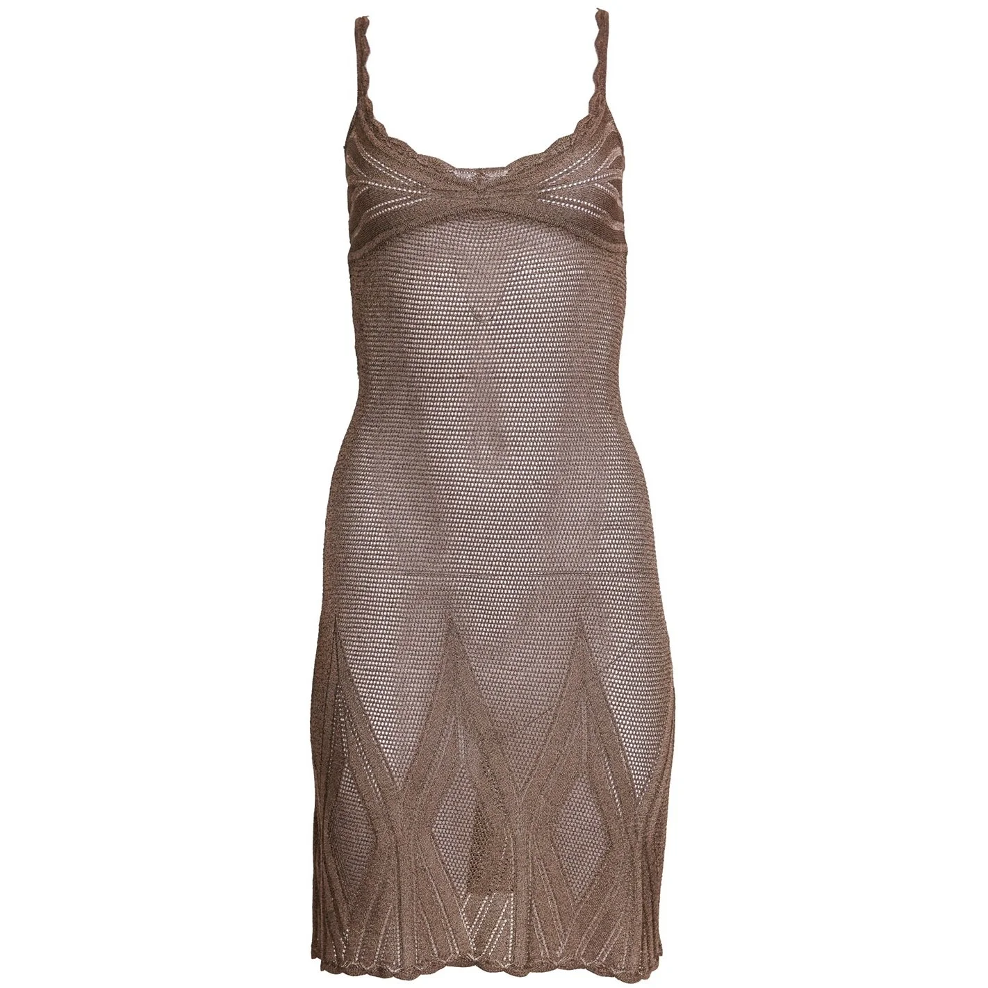 Christian Dior 1999 Sheer Bronze Gold Knit Mini Dress