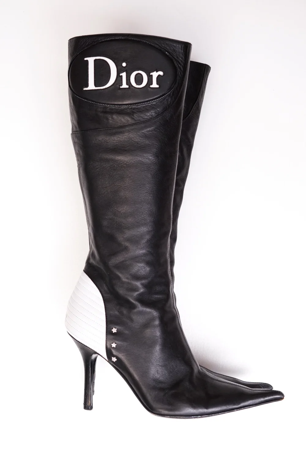 Christian Dior Black & White Moto Logo Boots 37 — God of Cloth display picture 1
