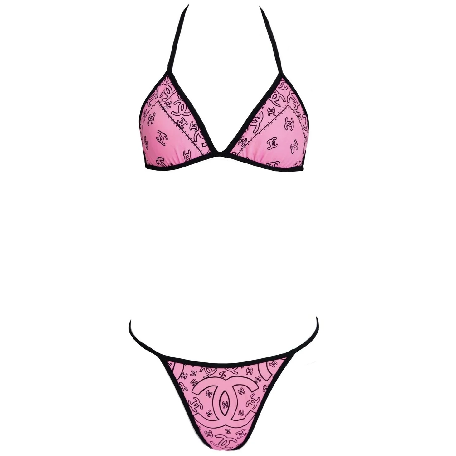 Chanel Hot Pink Paisley Bandana Bikini – 1999 – Size 40