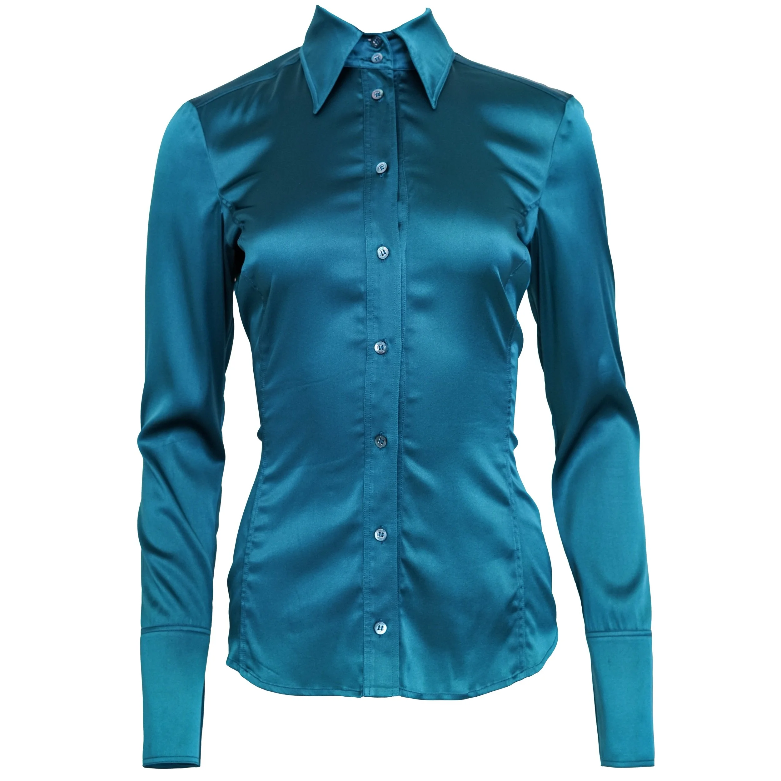 Gucci by Tom Ford 1995 Blue Silk Button-Up Shirt – Size 44