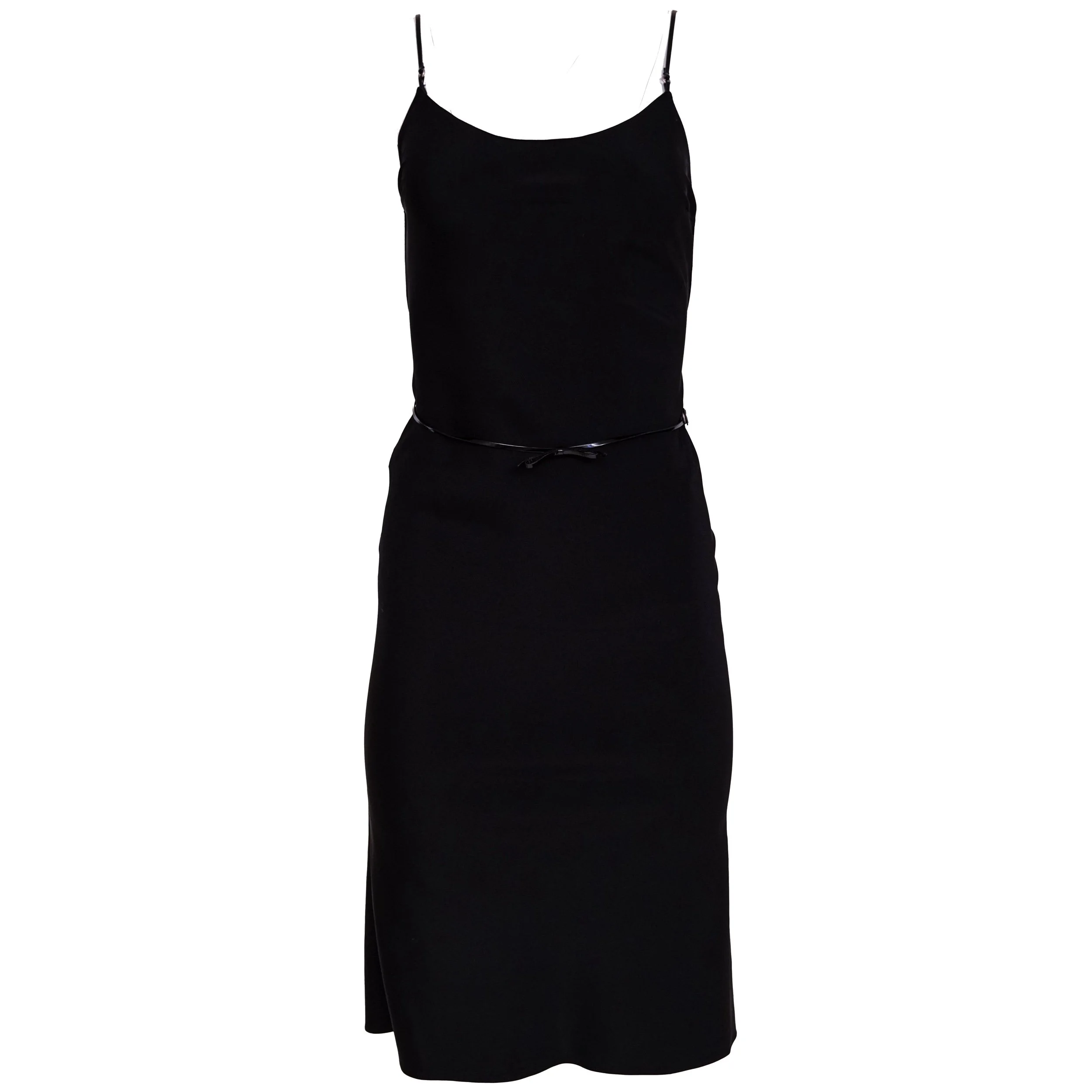 Prada S/S 2000 Black Leather Harness Thong Dress- Size 44