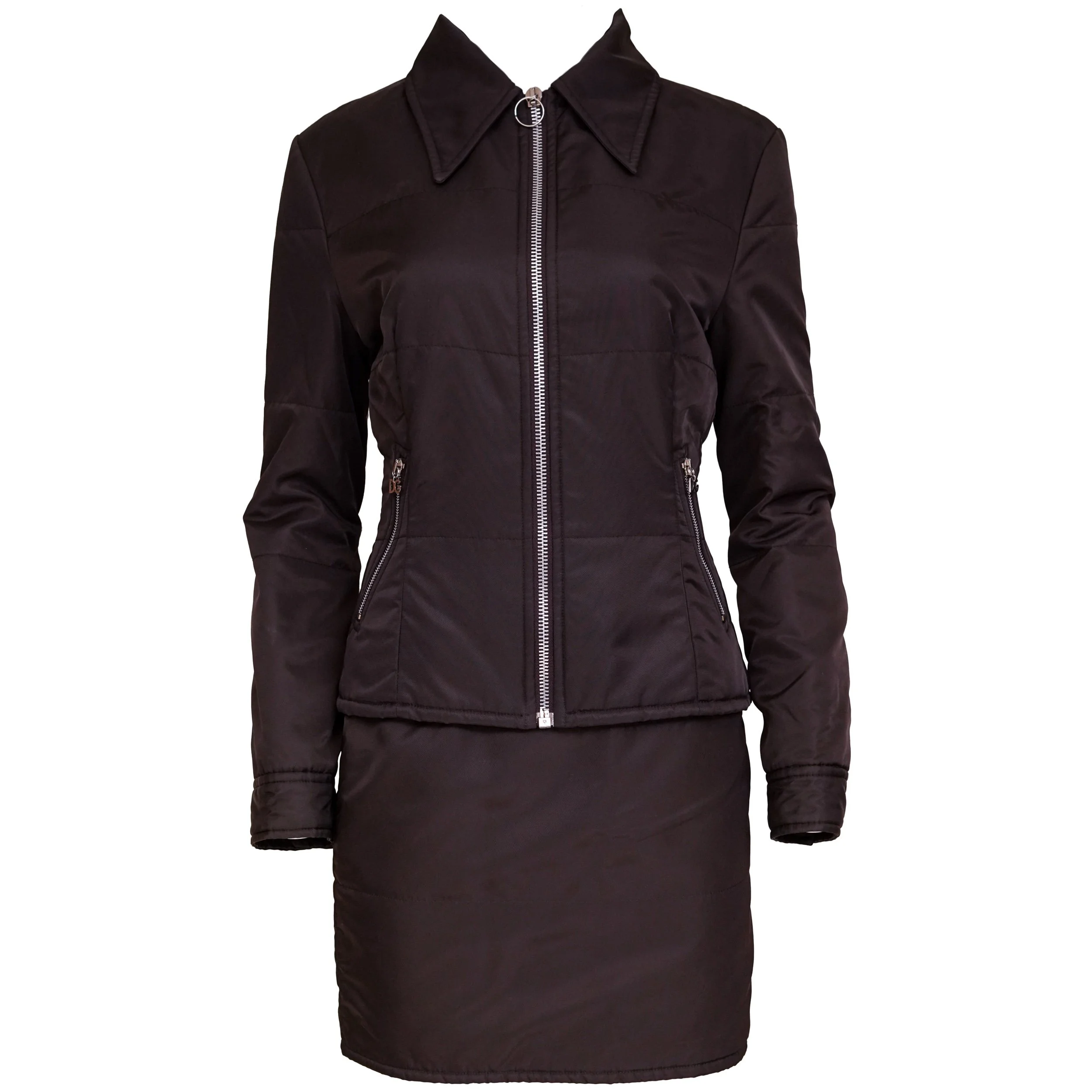 Dolce & Gabbana 1995 Brown Puffer Jacket & Mini Skirt Set – Sizes 44 (Jacket) / 42 (Skirt)