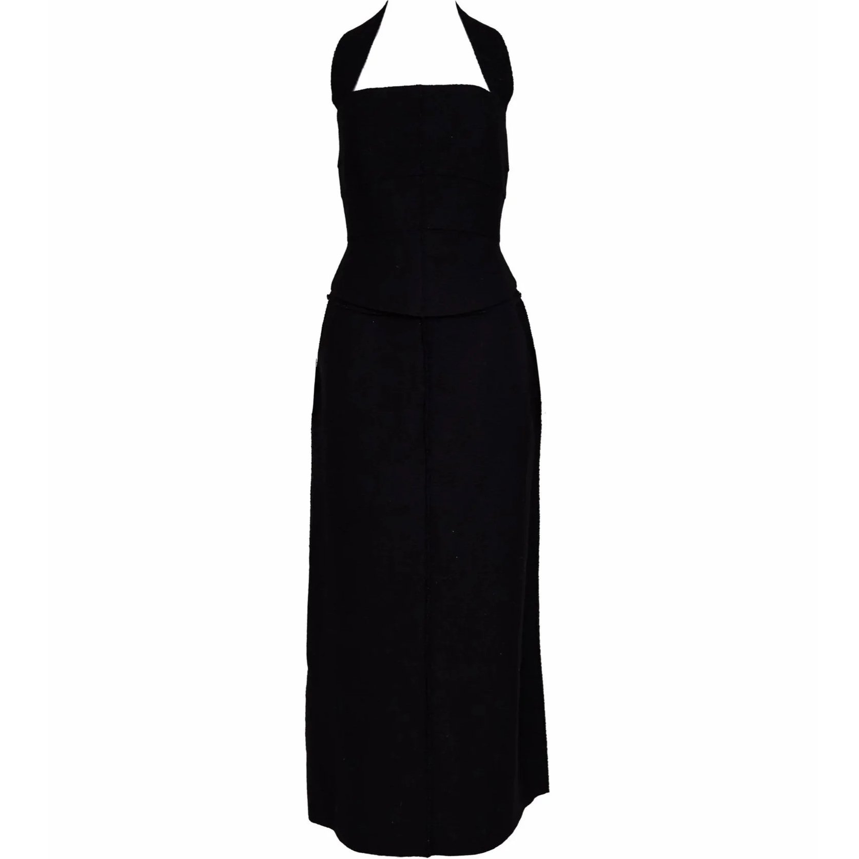 Chanel 1999 Wool Halter Corset Crop Top & Maxi Skirt Set – Size 40
