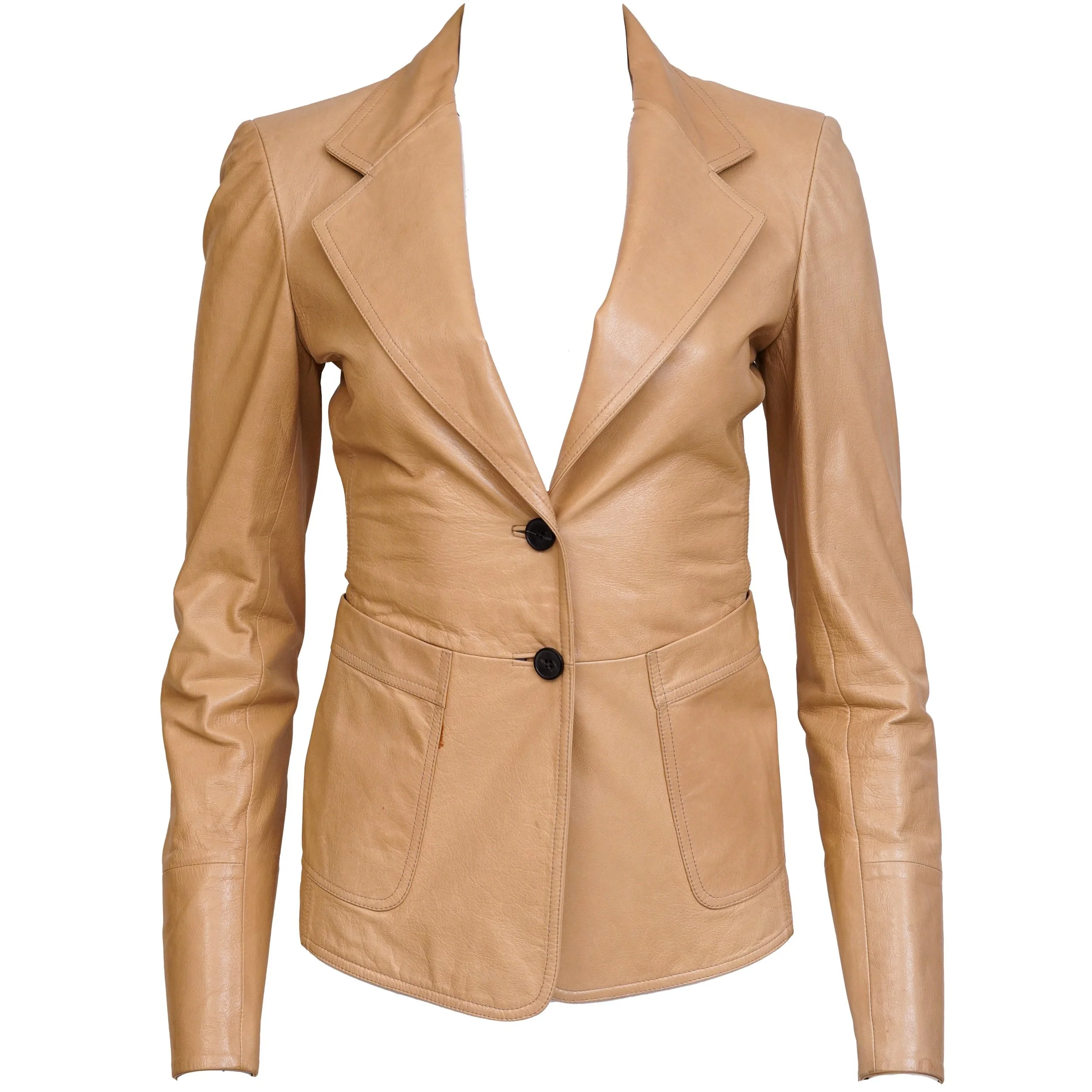 Yves Saint Laurent 2000s Yellow Leather Blazer – Size 38