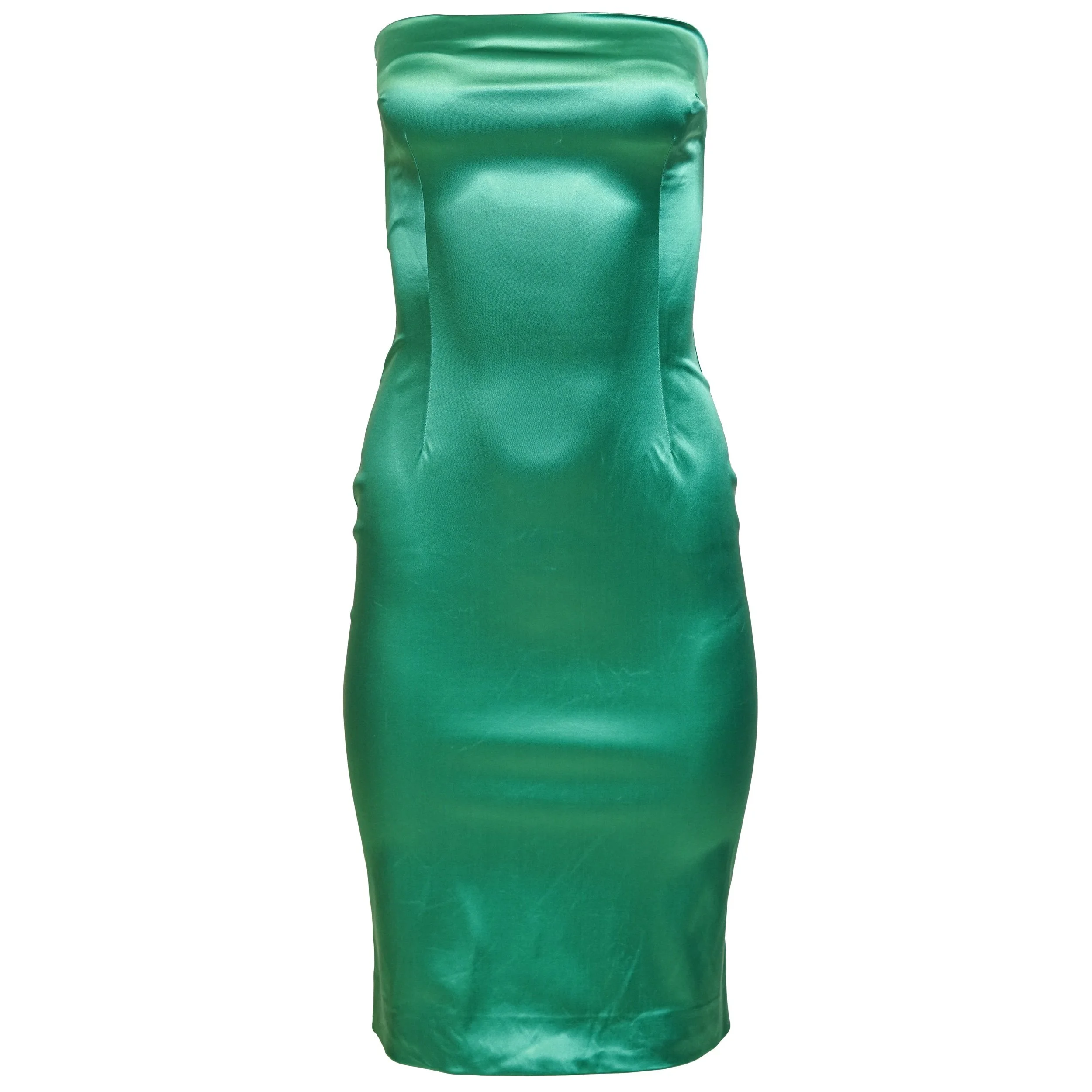 Dolce & Gabbana 2003 Green Satin Tube Mini Dress – Size 42