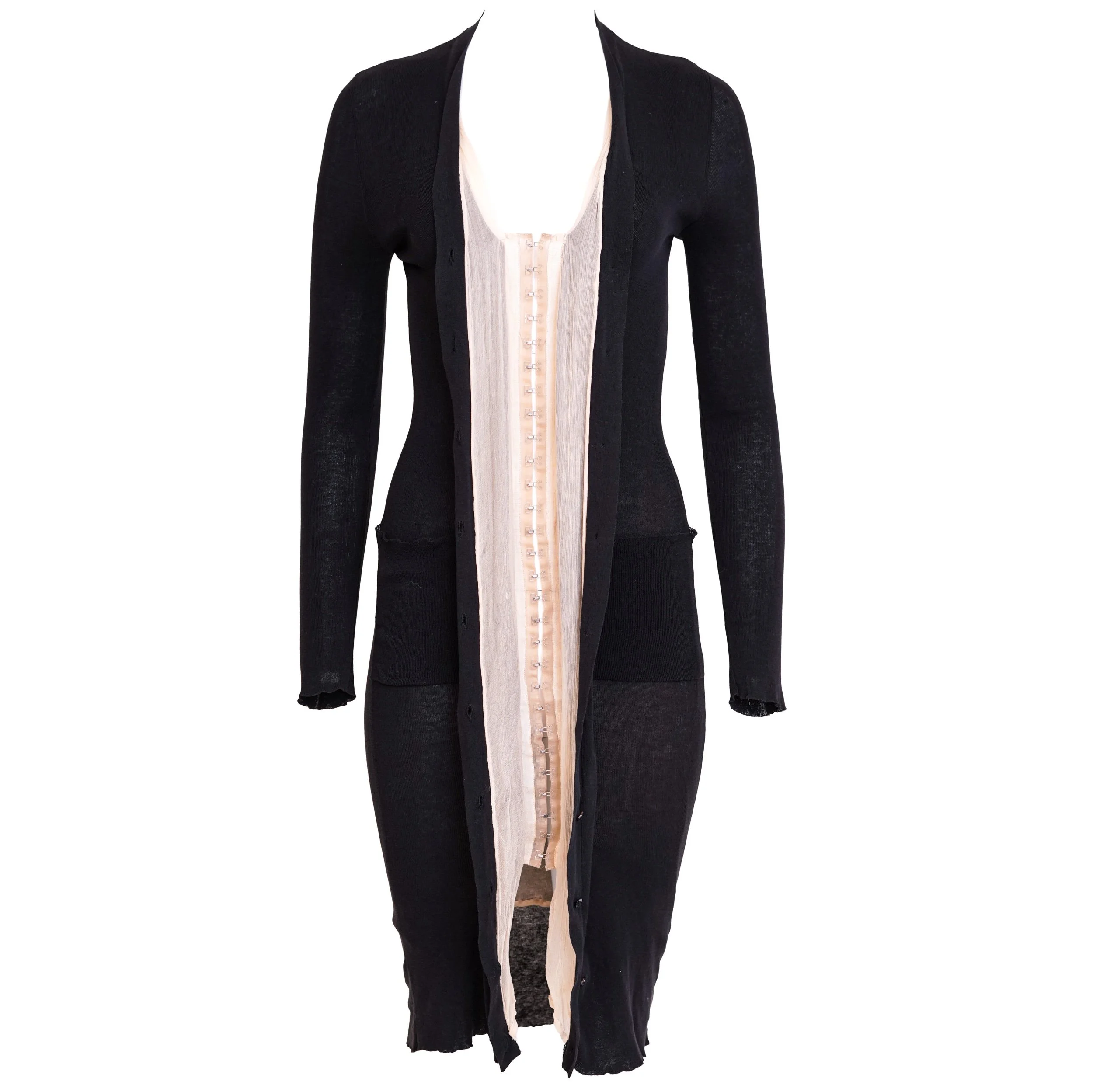 Jean Paul Gaultier Black Long Sleeve Knee Length Dress