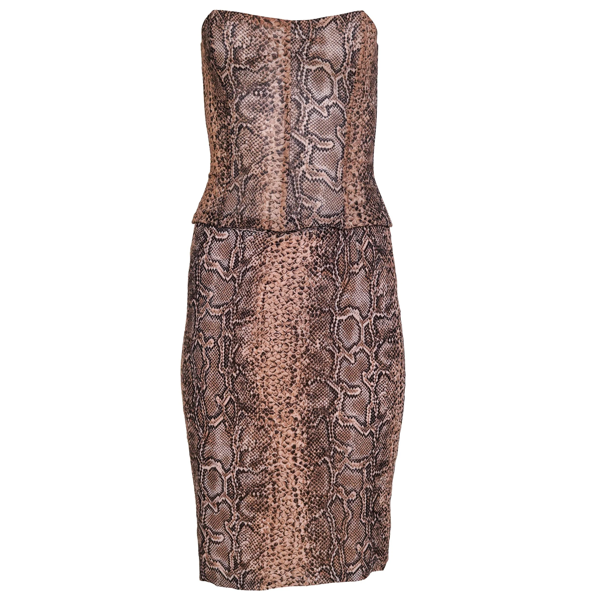 Dolce & Gabbana S/S 2005 Snakeskin Corset Top and Skirt