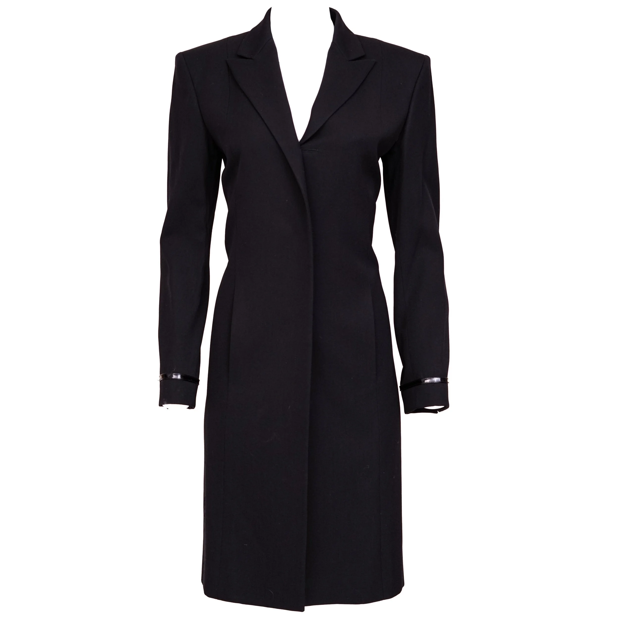 Gucci by Tom Ford Runway 'G' Buckle Black Wool Red Lined Coat