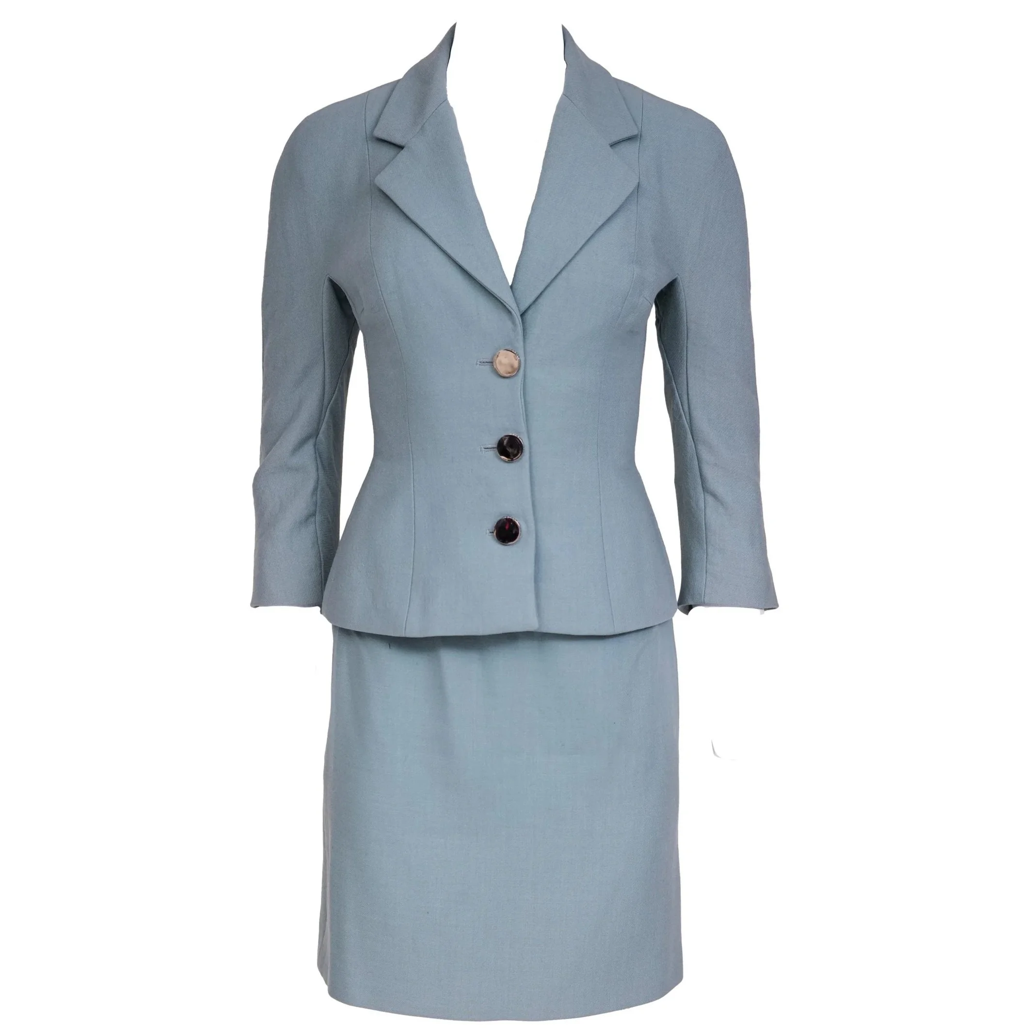 Dolce & Gabbana A/W 1995 Blue Wool Suit Jacket & Mini Skirt – Size 42
