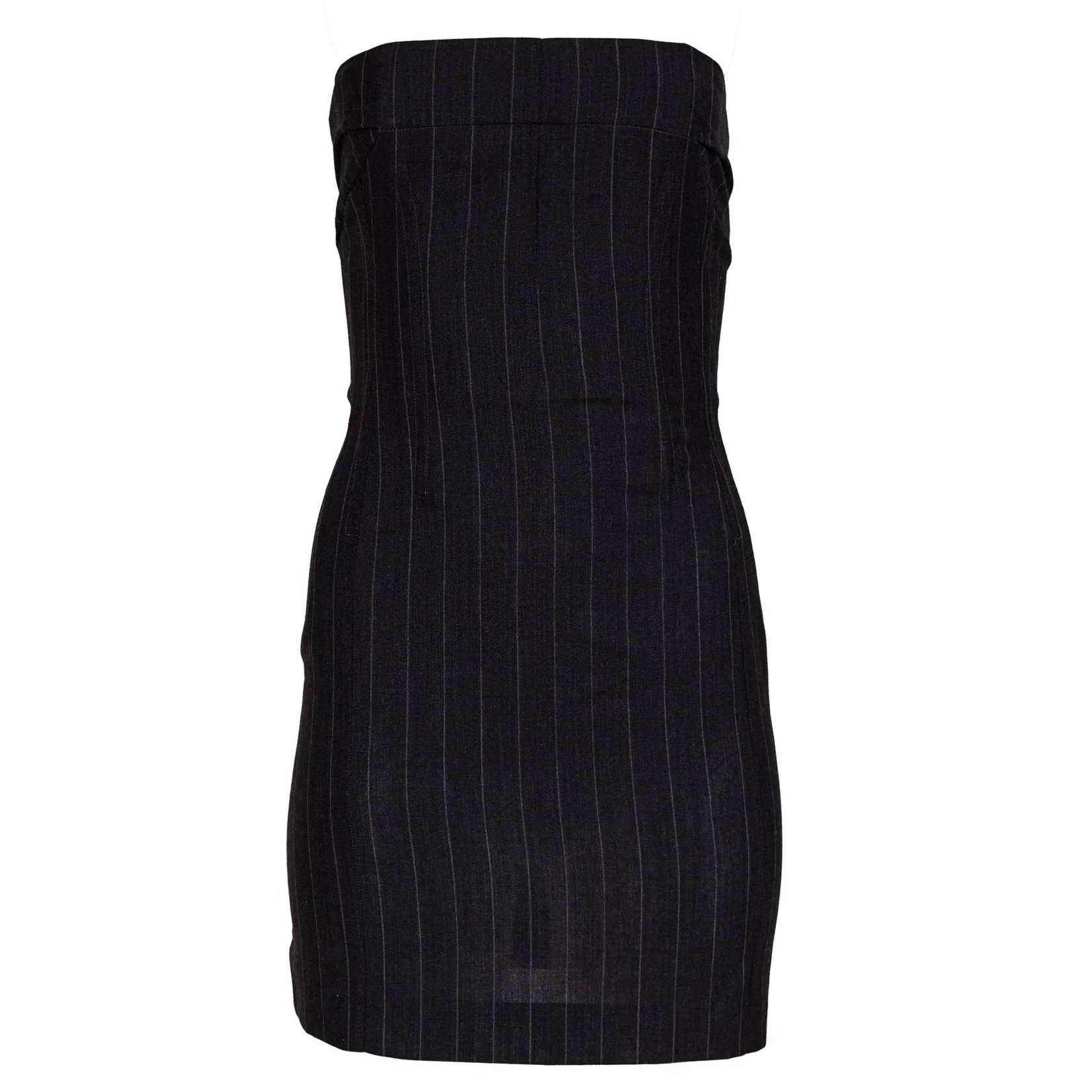 Dolce & Gabbana 1997 Grey Pinstripe Strapless Dress – Size 42