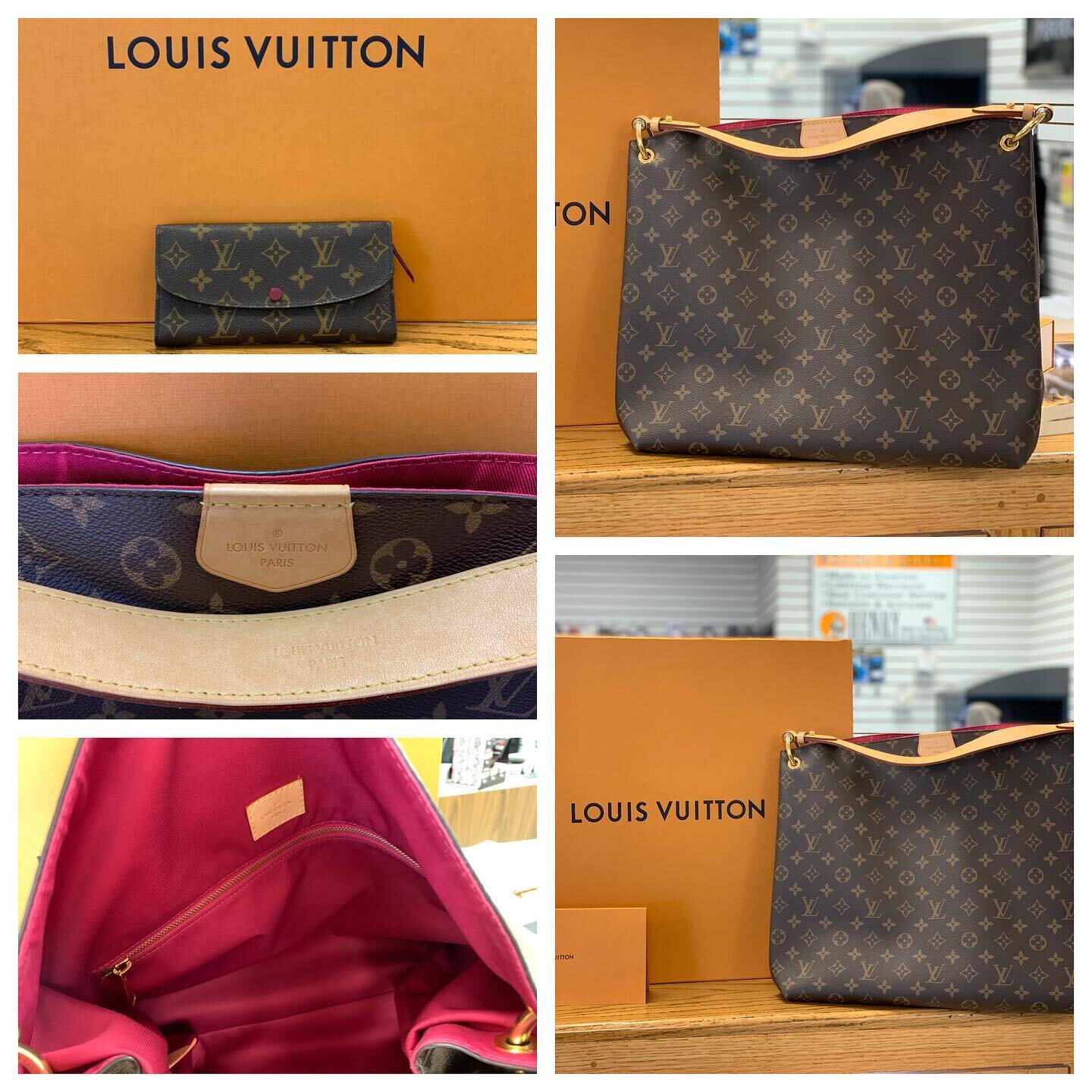 Newly received 2017 Gracefull MM Louis Vuitton handbag.  Complete with dust bag, original receipt, box, ribbon and Entrupy Verified authentic certificate.  Also received a matching Emilie wallet, which is the perfect companion to this bag. #Fayettevi