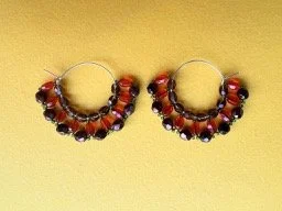 Beads on Hoops - Orange - Bronze